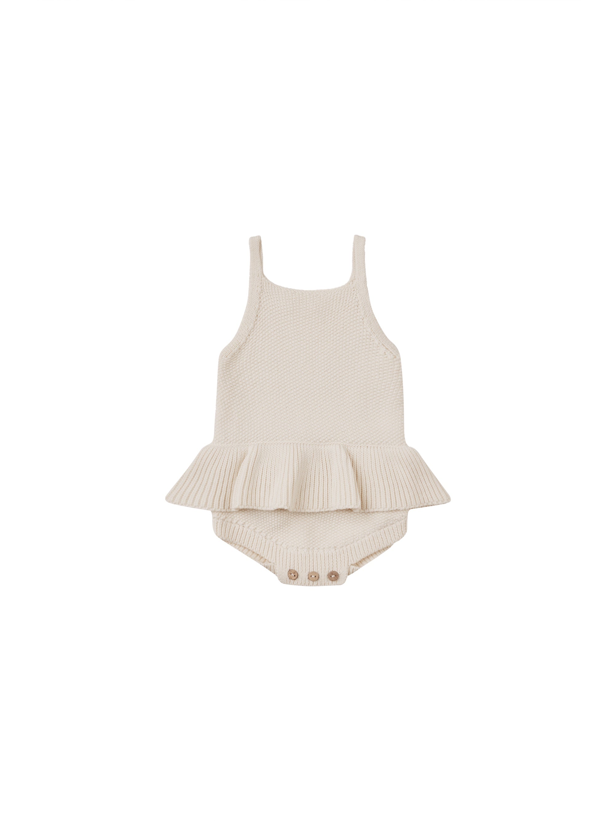 Quincy Mae Knit Ruffle Romper (natural)