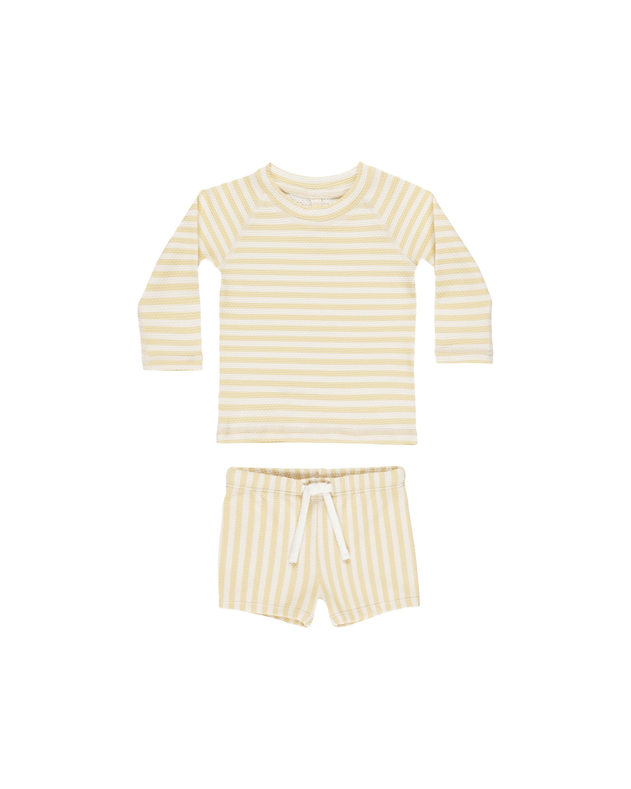 Quincy Mae Finn Rashguard and Short Set (yellow stripe)