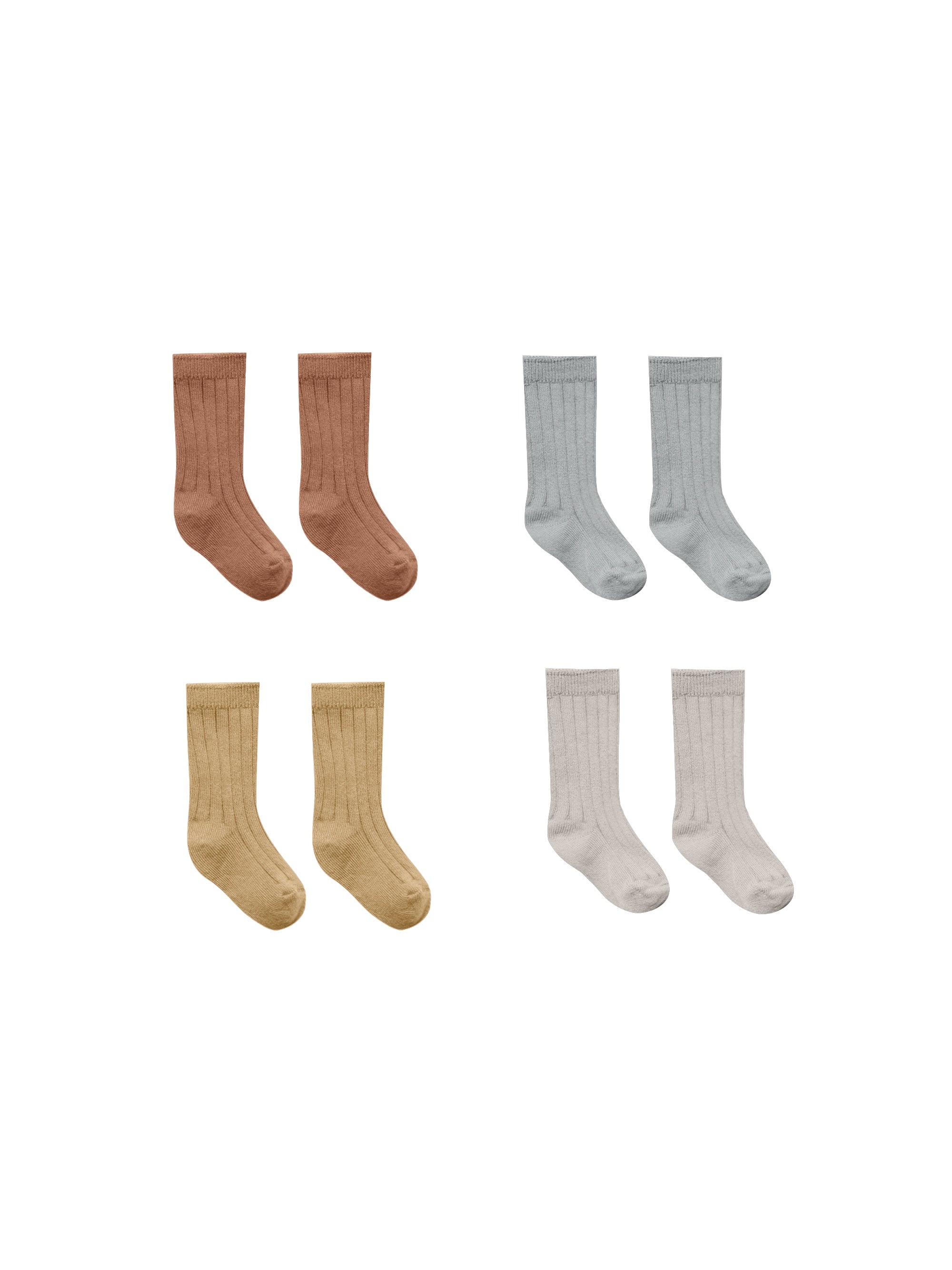 Quincy Mae Baby Socks 4 Pack (clay, blue, honey,ash)