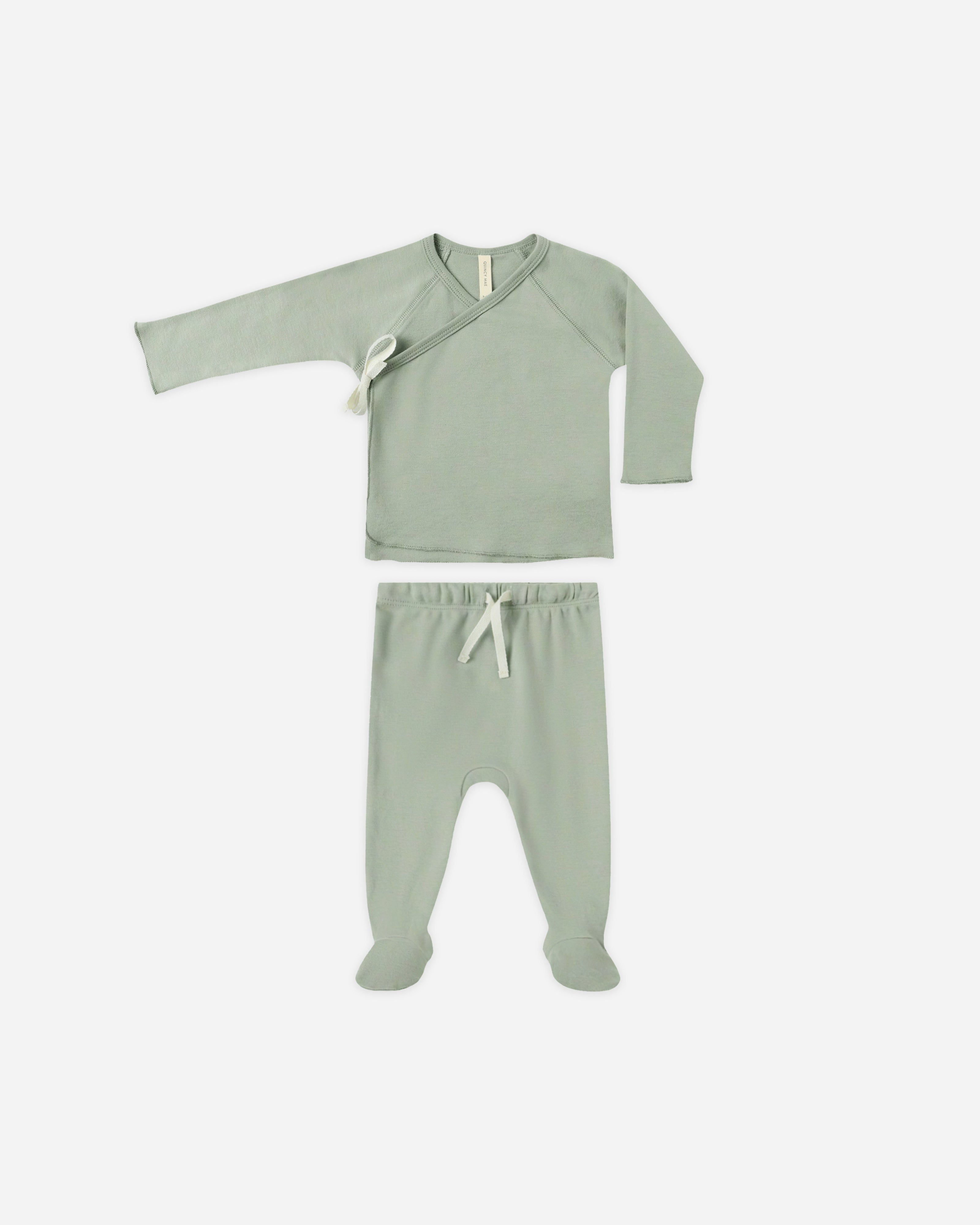 Quincy Mae Wrap Top and Footed Pant Set (fern)