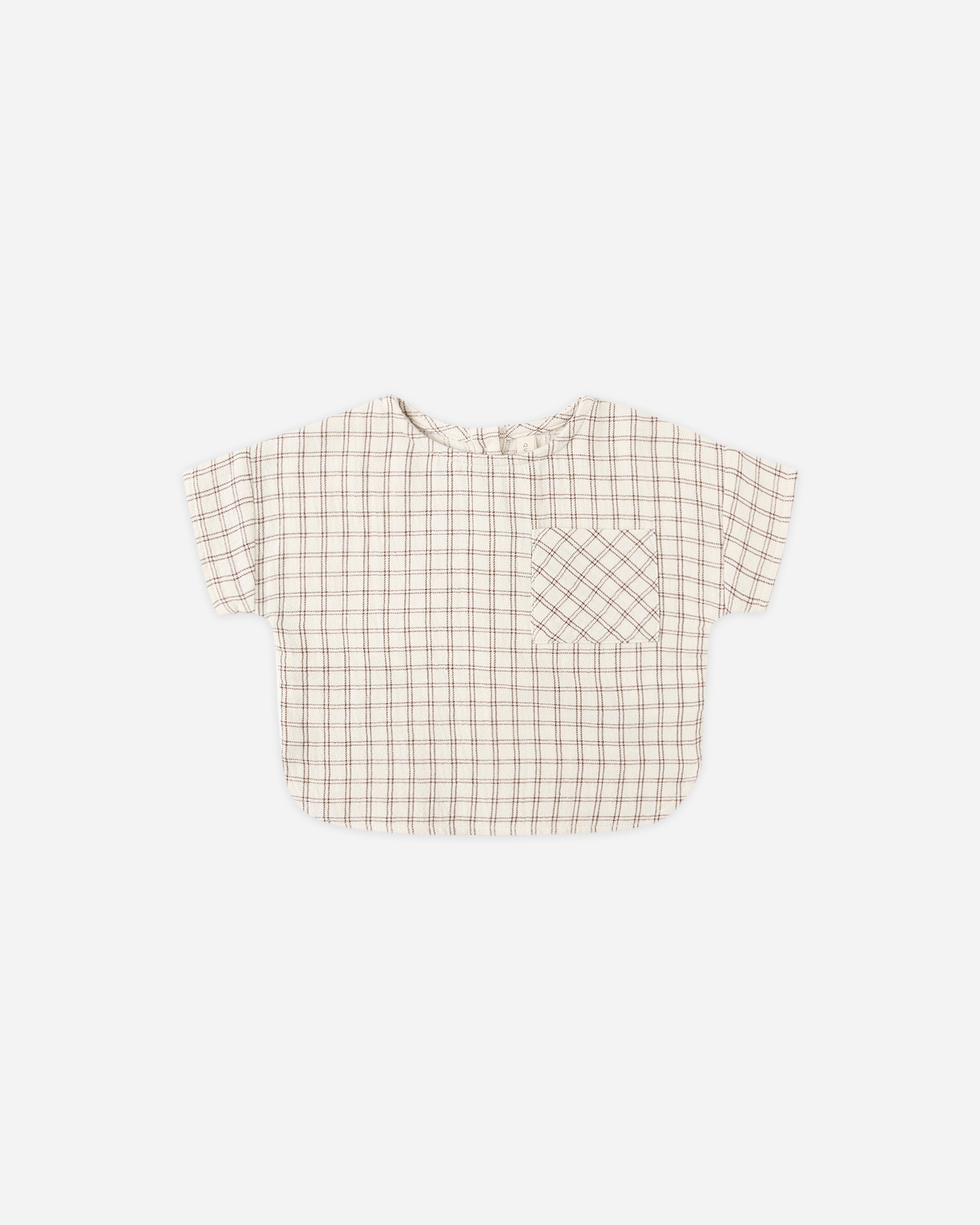Quincy Mae Woven Boxy Top (cedar check)