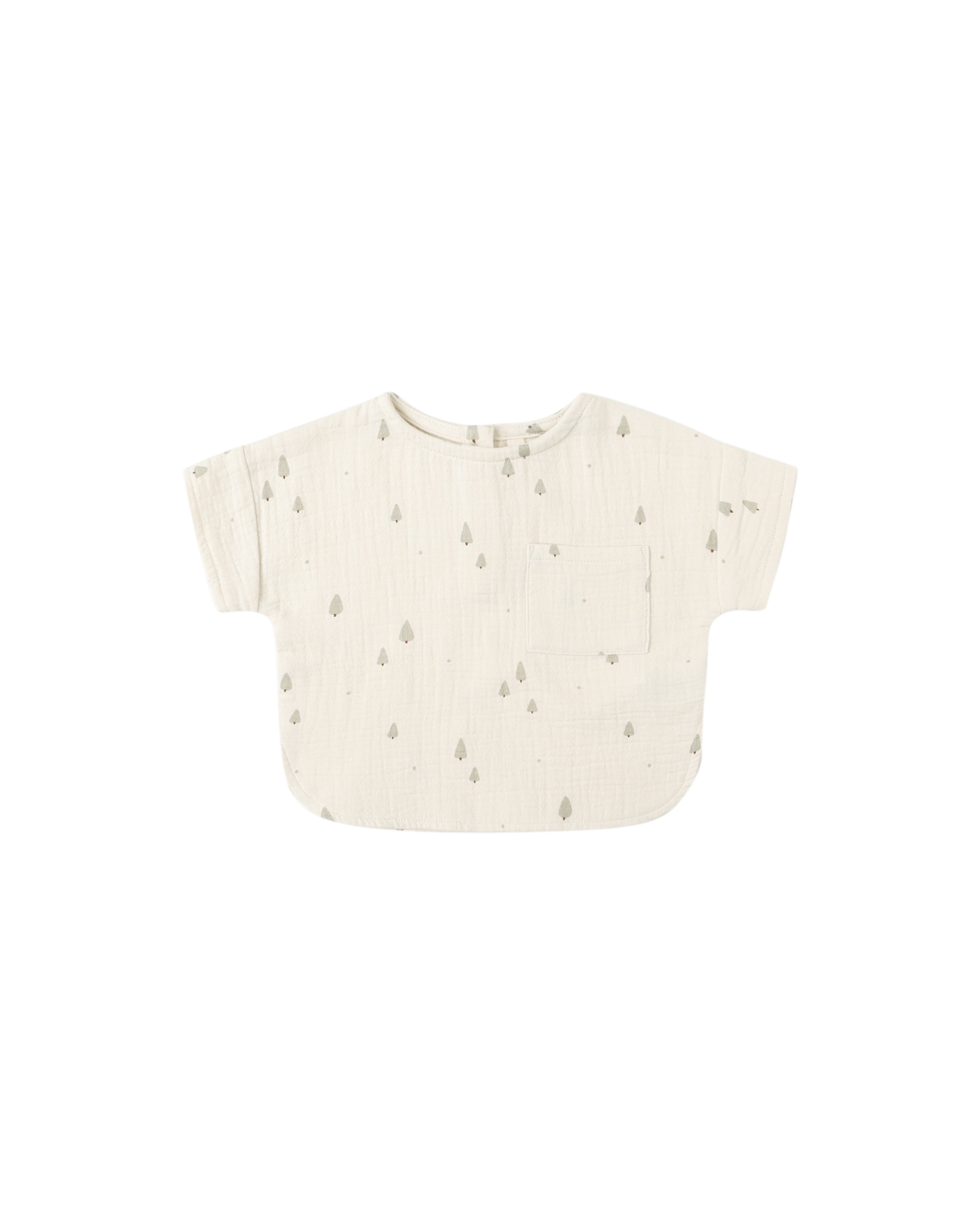 Quincy Mae Woven Boxy Top (trees)