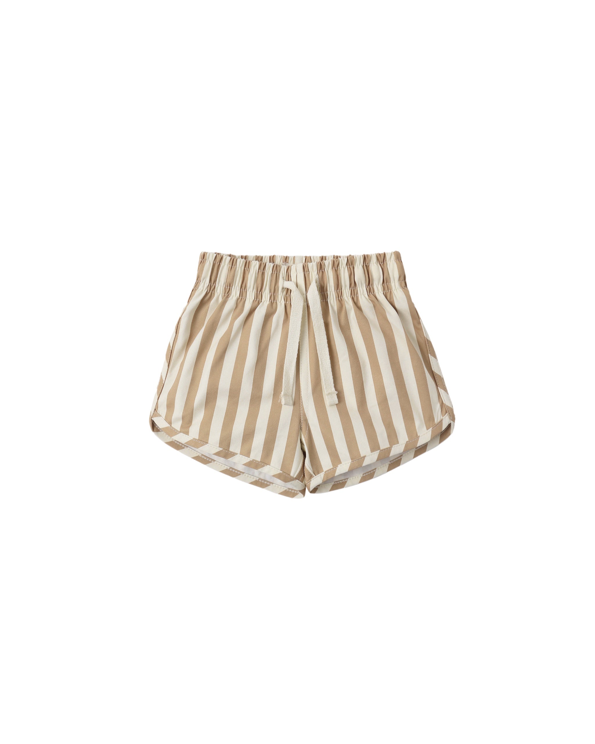 Quincy Mae Boys Swim Short (retro latte stripe)