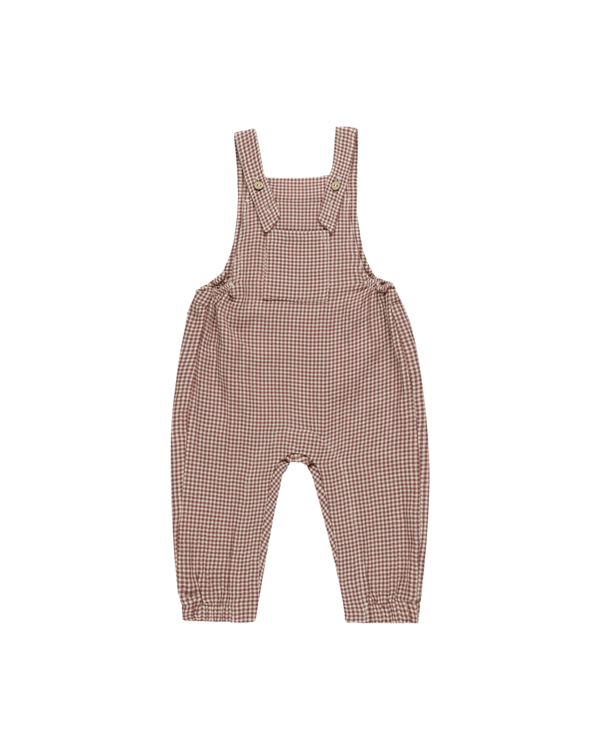 Quincy Mae Baby Overall (plum gingham)