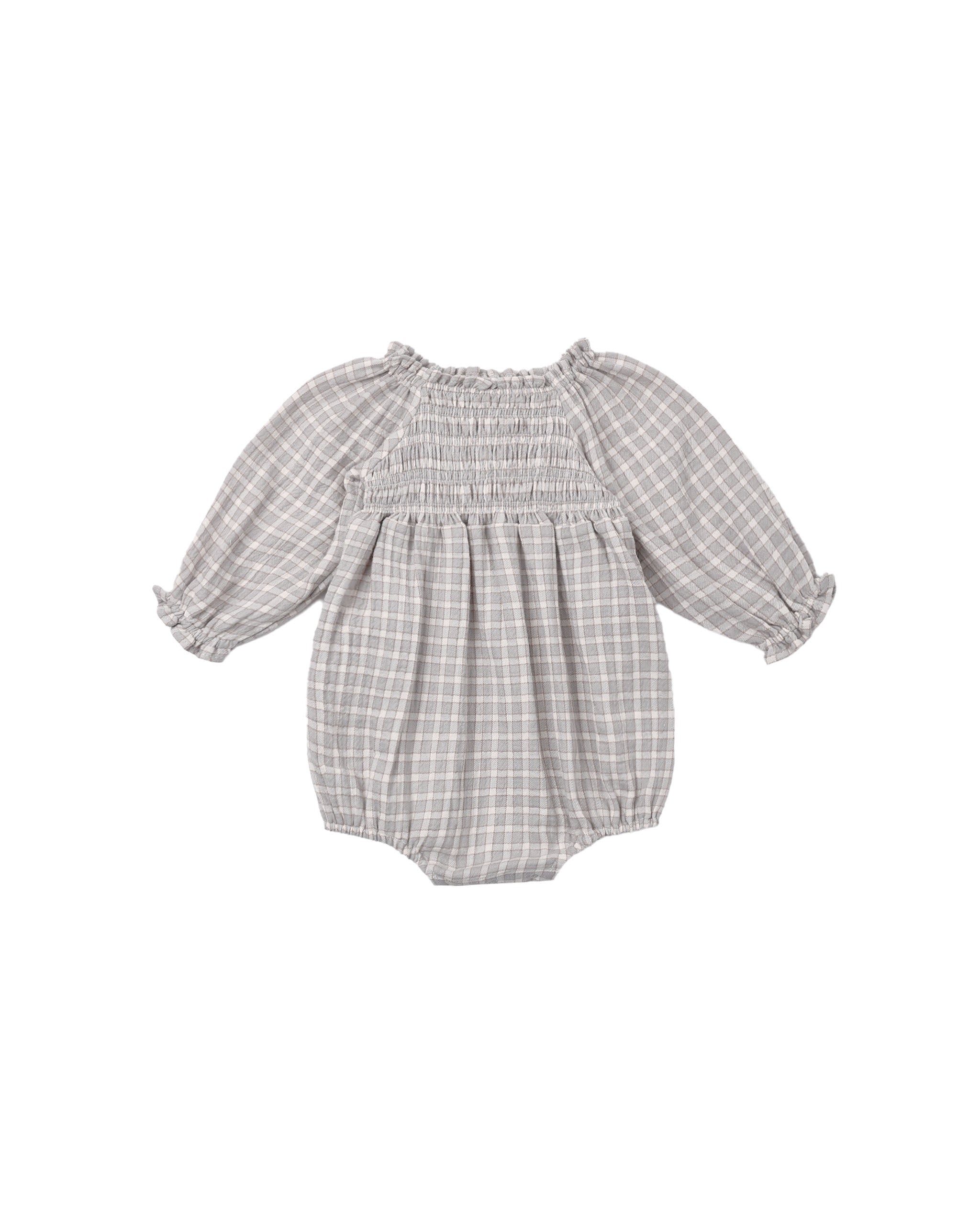 Quincy Mae Eden Romper (blue gingham)