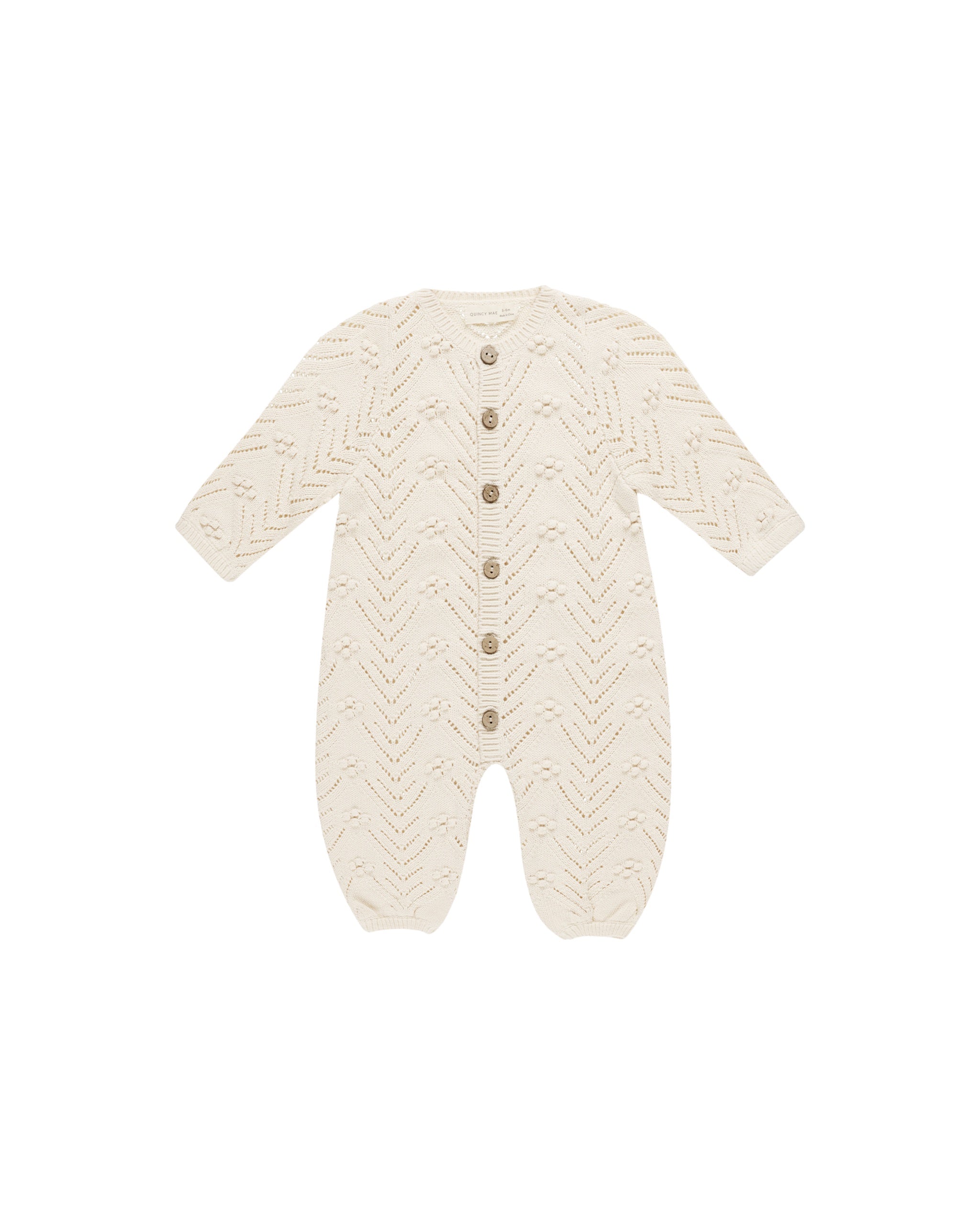 Quincy Mae Long Sleeve Bobble Romper (natural)