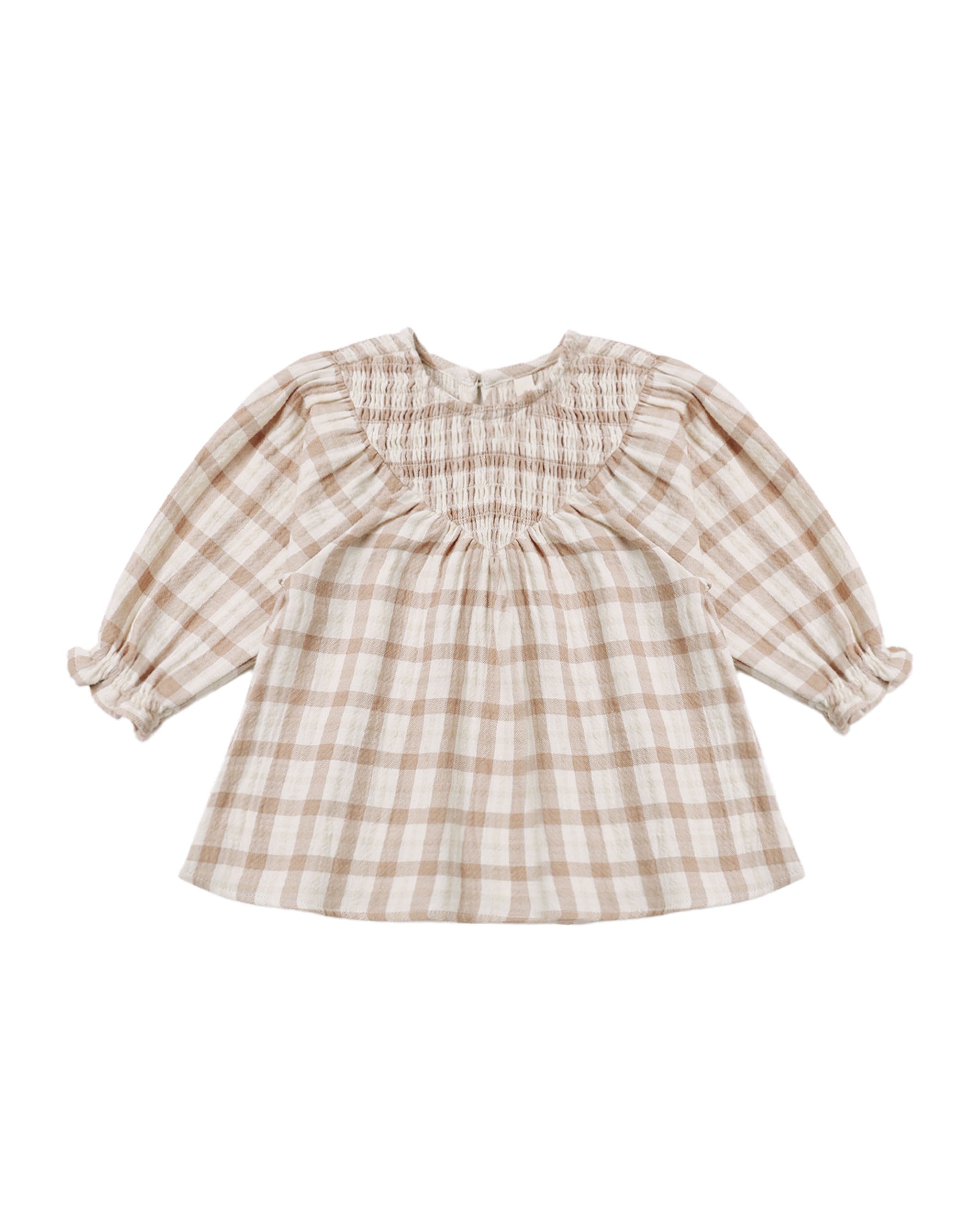 Quincy Mae V Smocked Dress (rustic plaid)