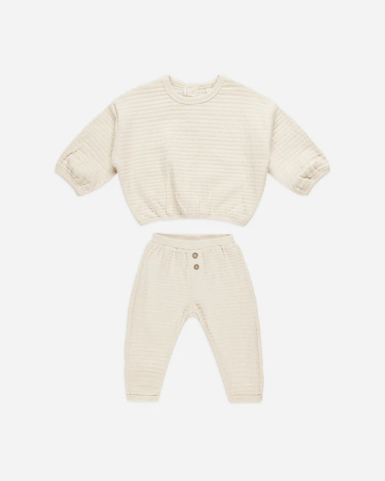Quincy Mae Textured Sweat Set (natural)