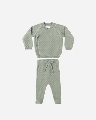 Quincy Mae Knit Wrap Top + Pant Set (fern)