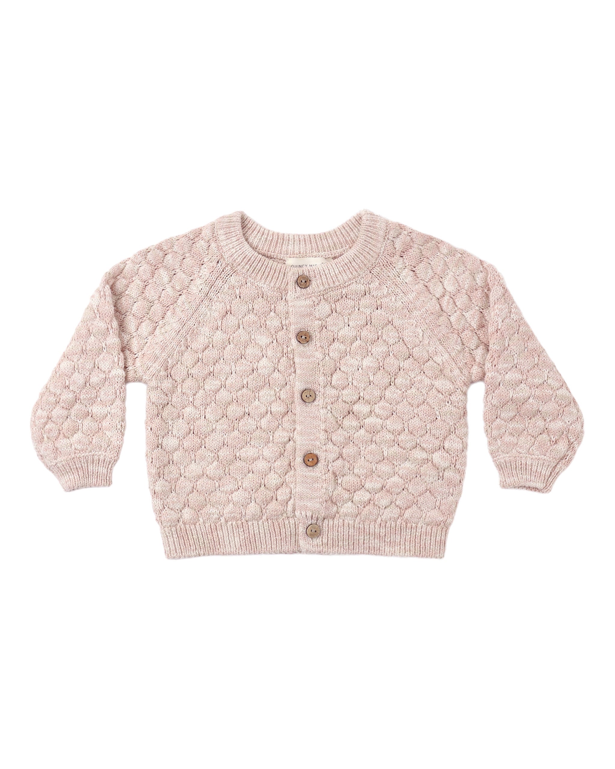 Quincy Mae Bubble Knit Cardigan (dusty rose speckle)