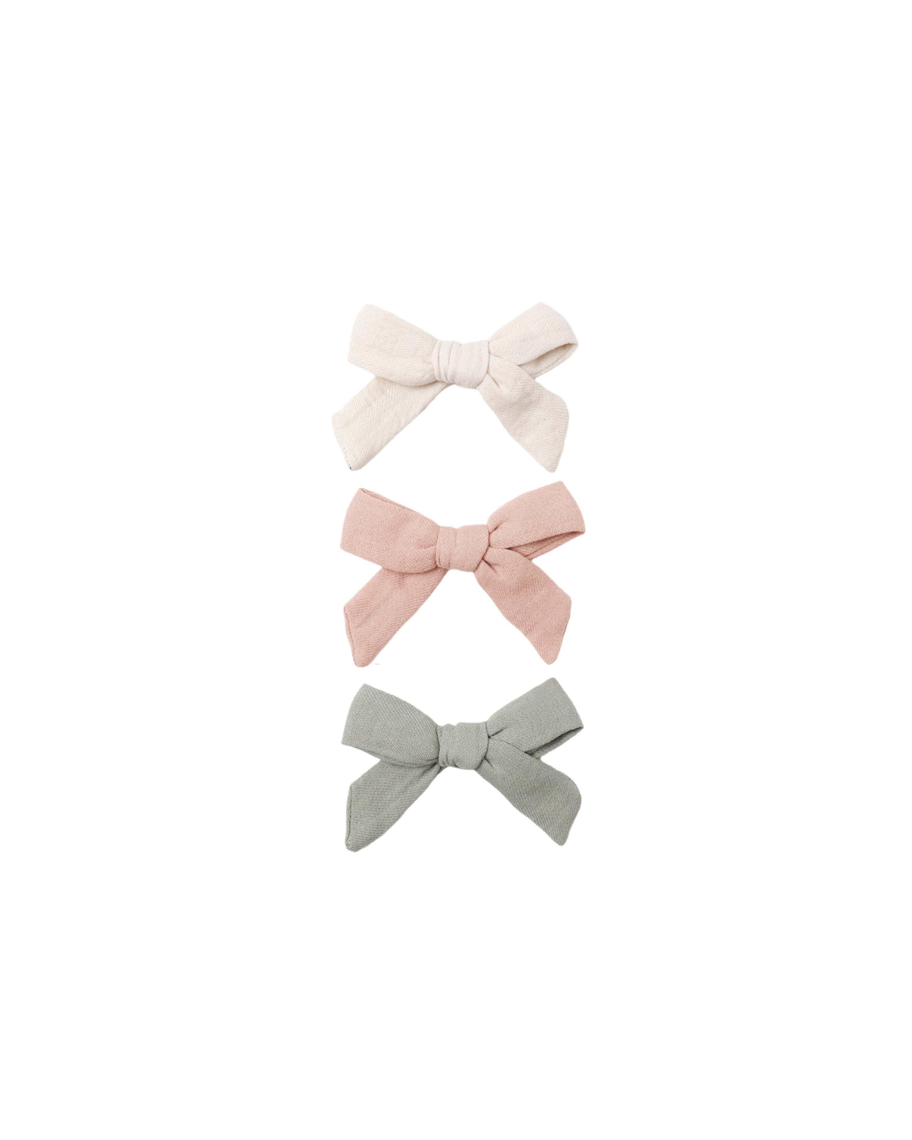 Quincy Mae Bow w/ clip Set of 3 (natural/rose/fern)