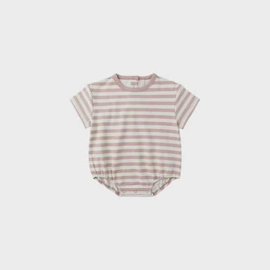 Quincy Mae Relaxed S/S Bubble Romper (pink stripe)