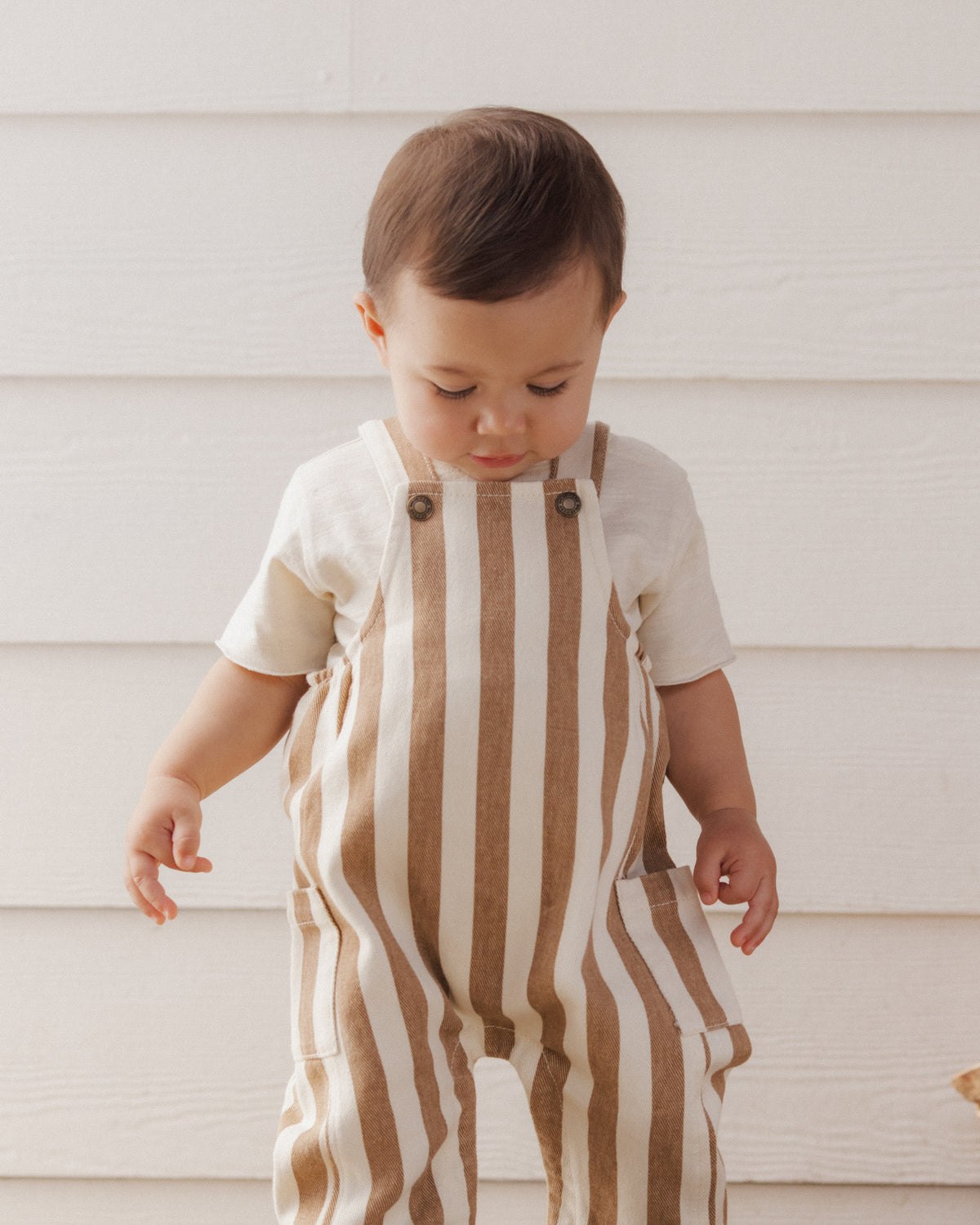 Rylee and Cru Cargo Baby Overall (fawn pinstripe)