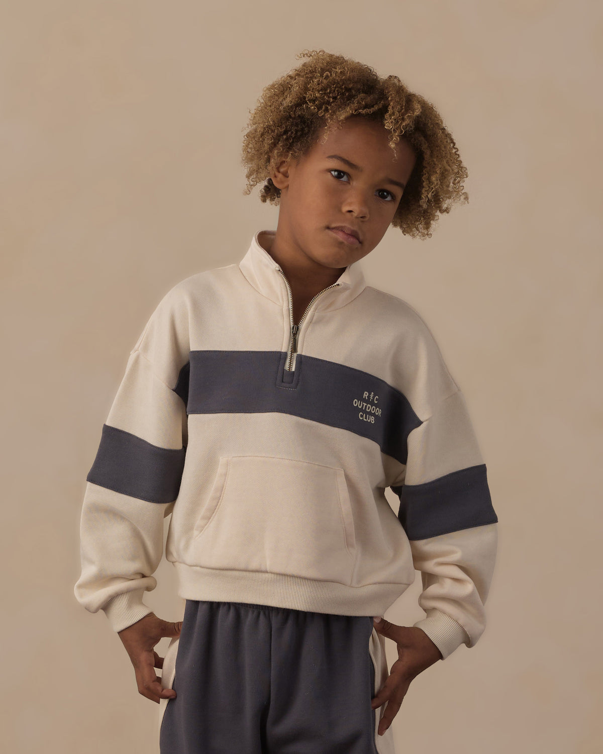 Rylee and Cru Panel Stripe Half Zip (outdoor club)