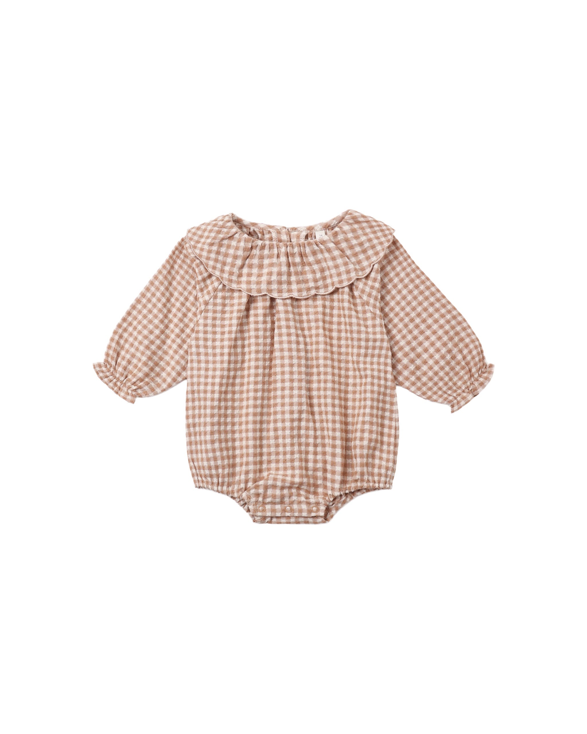 Rylee and Cru Colette Romper (fawn gingham)