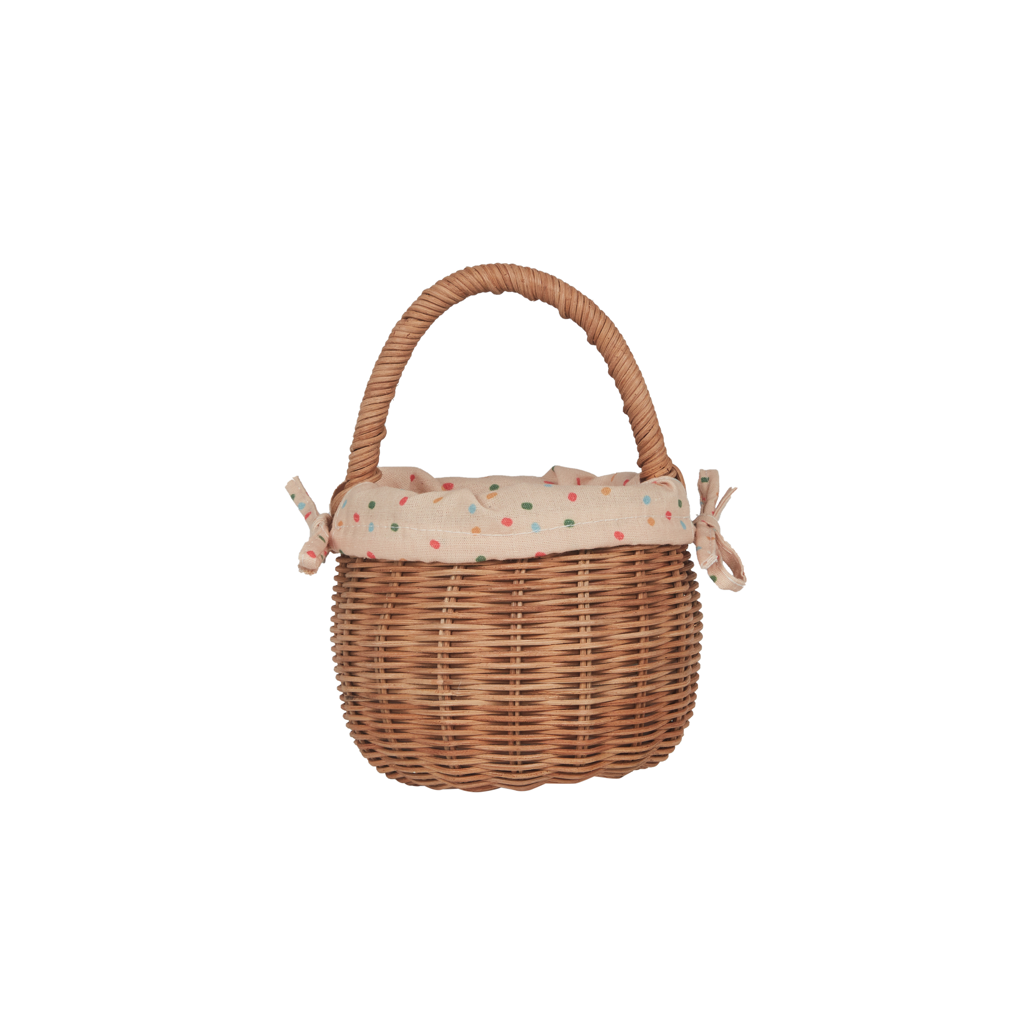 Olli Ella Rattan Berry Basket w/ Lining (gumdrop)