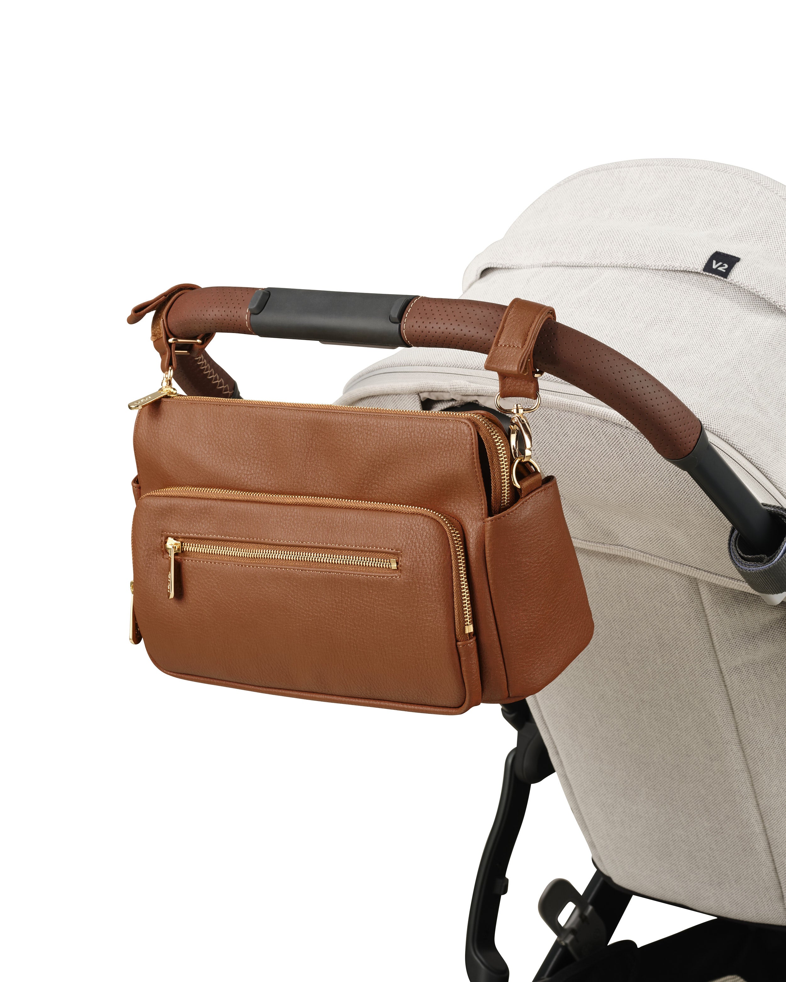 Oioi Multitasker Pram Caddy Vegan Leather (chestnut)