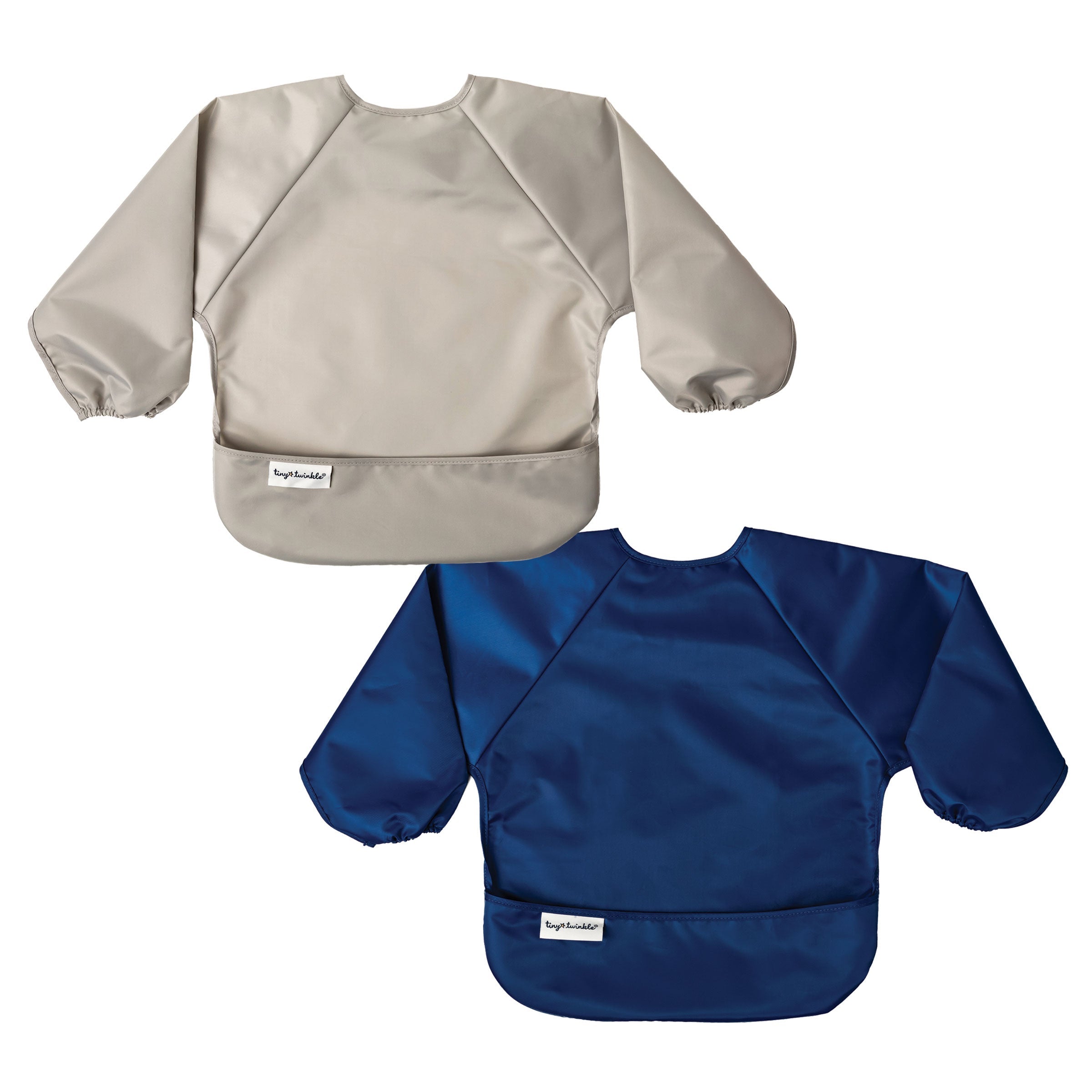 Tiny Twinkle Mess Proof Full Sleeve Bib (grey/navy)