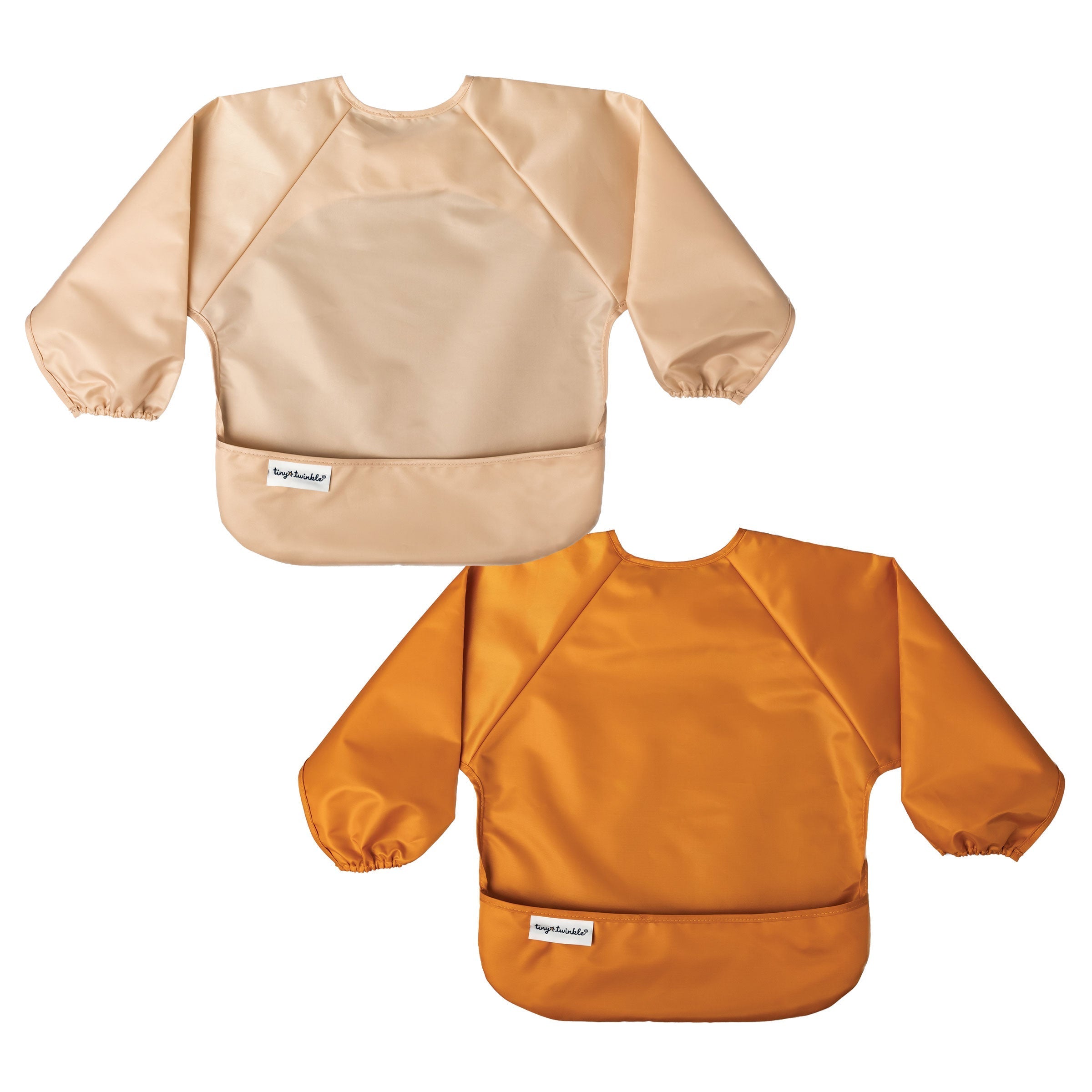 Tiny Twinkle Mess Proof Full Sleeve Bib (taupe/dandelion)