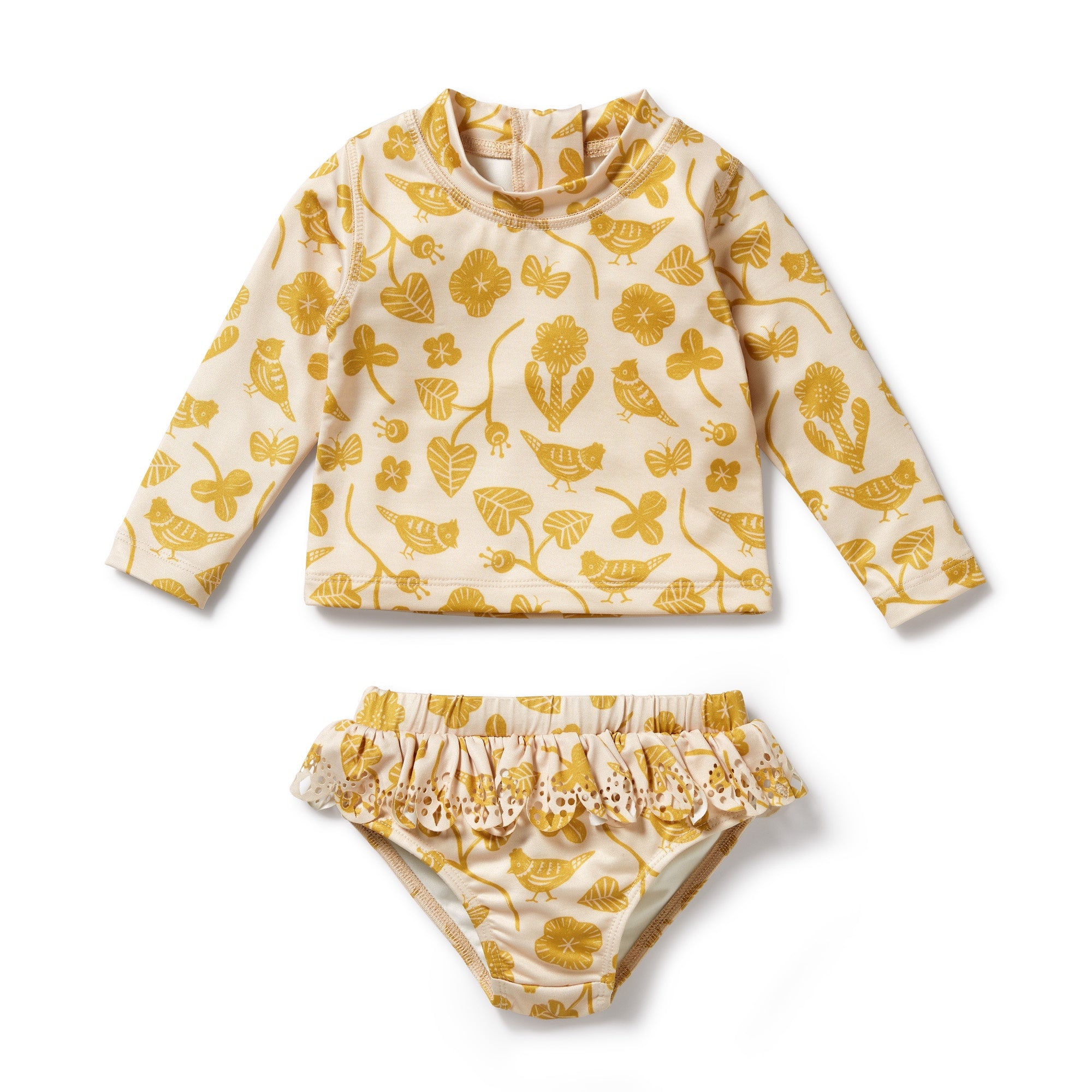 Wilson and Frenchy Cutwork Rashie Swim Set (goldie floral)