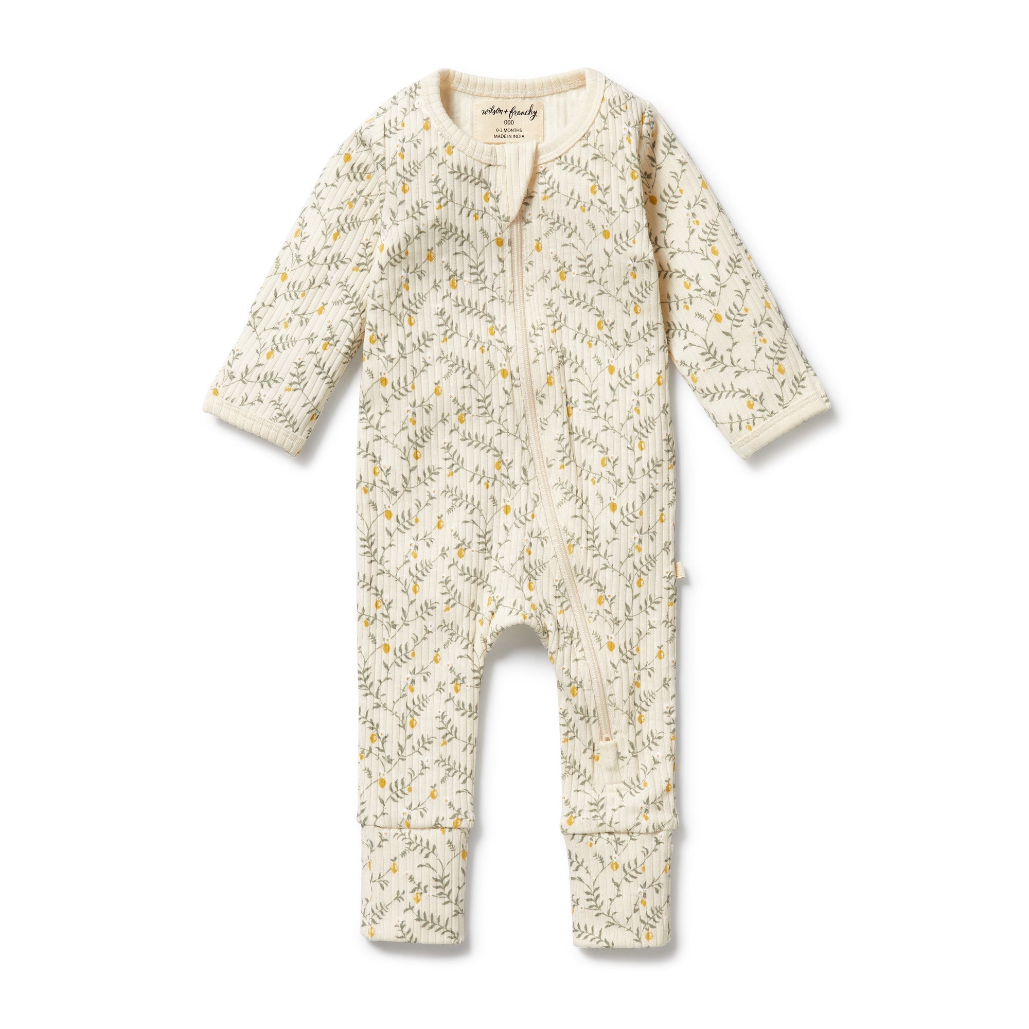 Wilson and Frenchy Organic Zipsuit w/feet (lemon leaf)