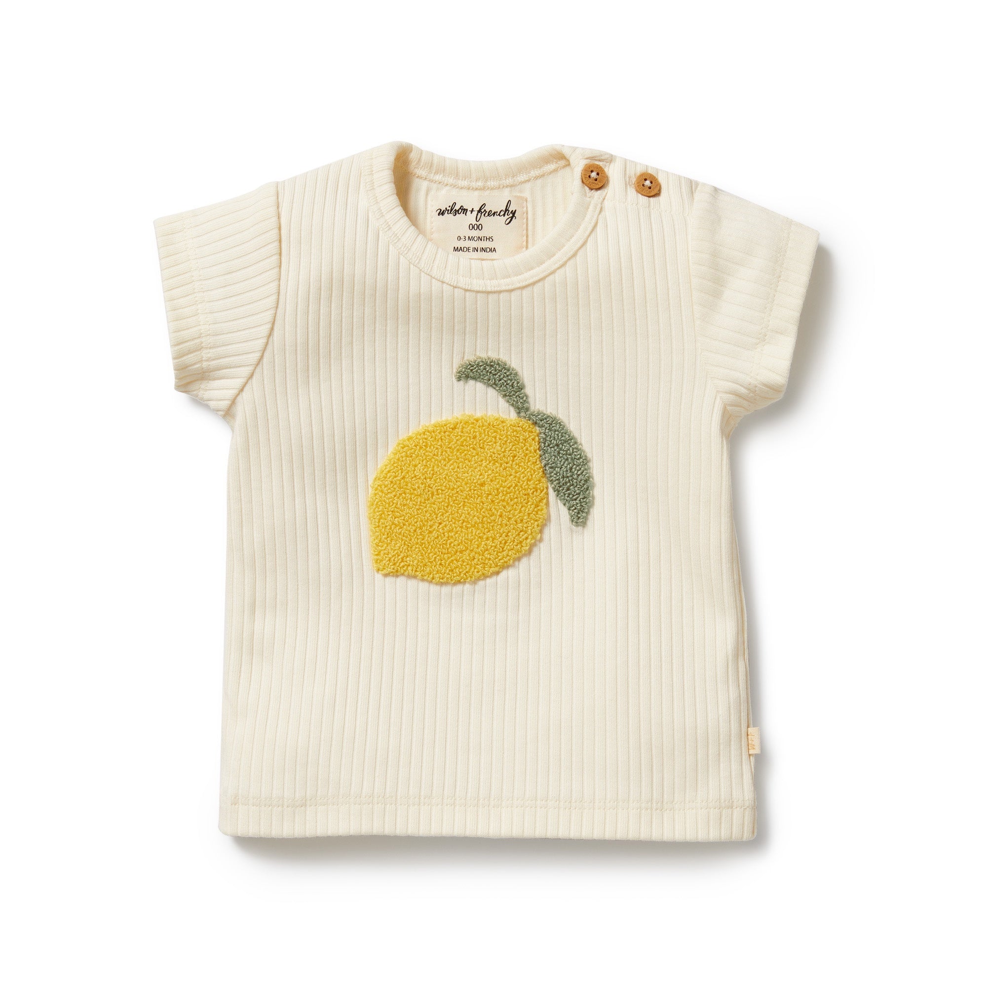 Wilson and Frenchy Embroidered Organic Tee (lemon leaf)