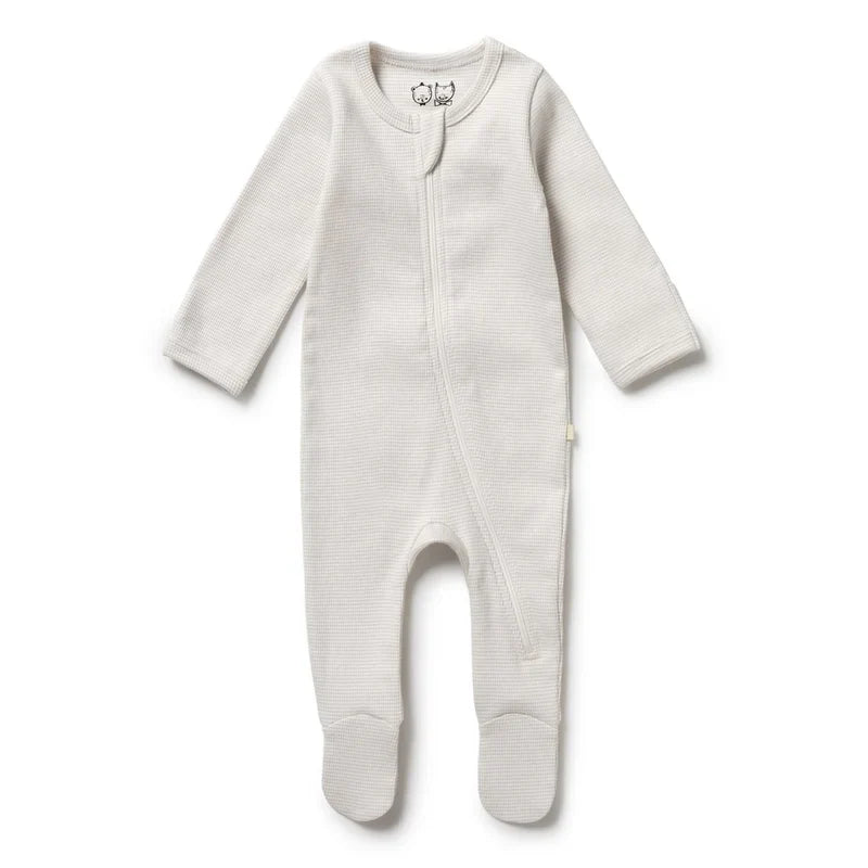 Wilson and Frenchy Organic Stripe Rib Zipsuit w/feet (clay)