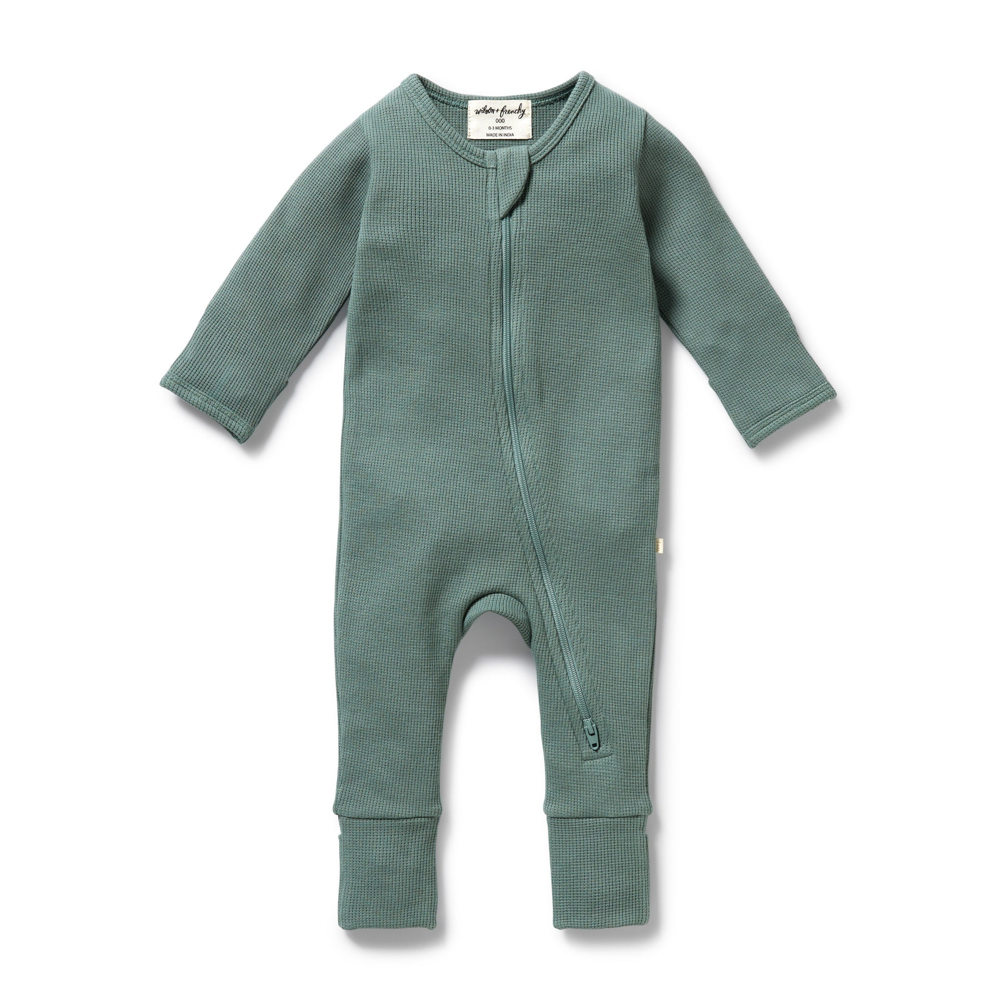 Wilson and frenchy Organic Waffle Zipsuit (pine green)
