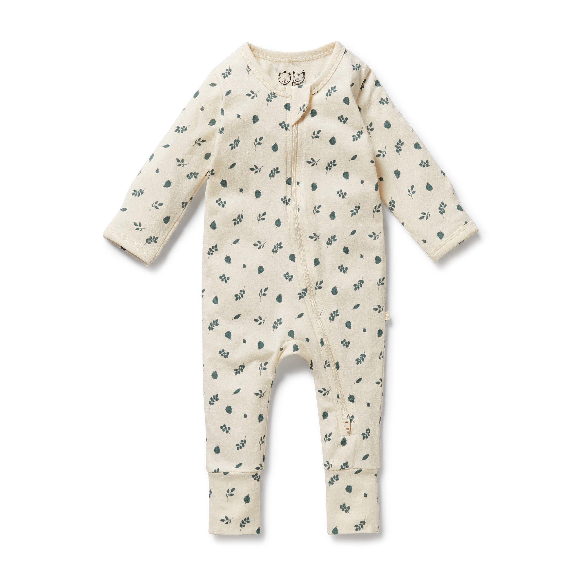 Wilson and Frenchy organic zipsuit w/ feet (twilight leaf)