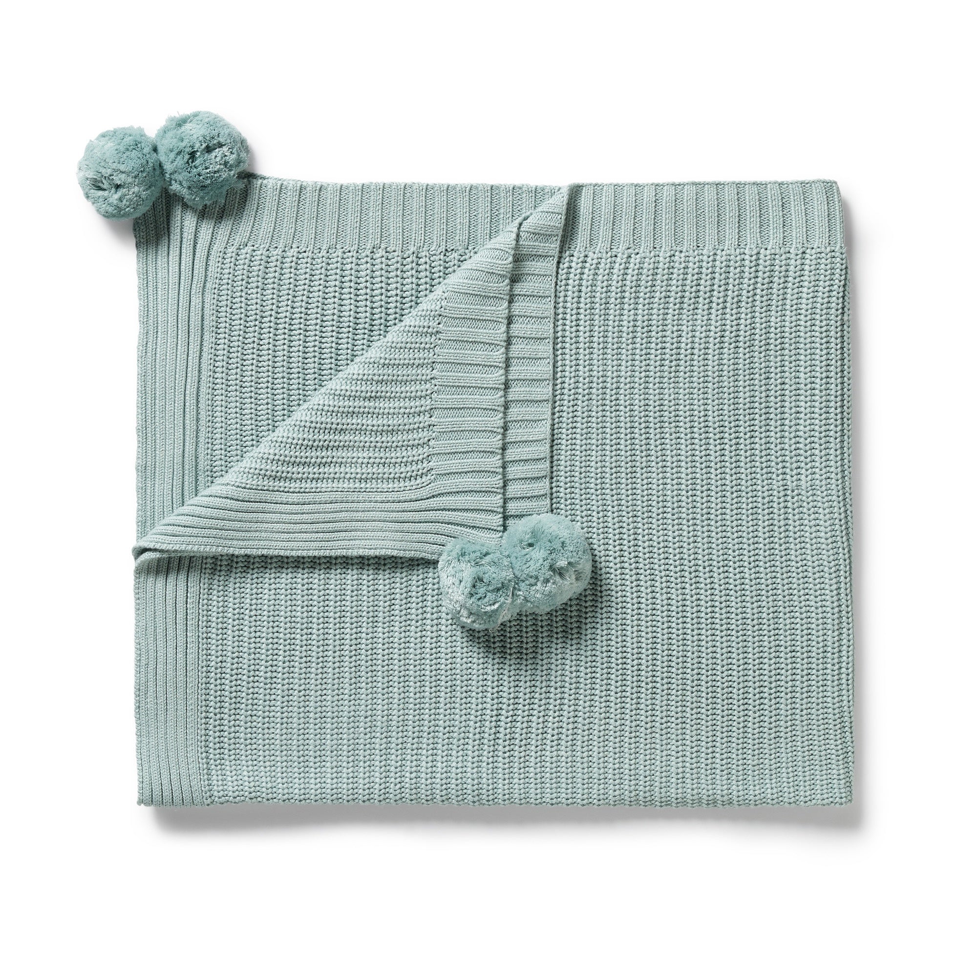 Wilson and Frenchy organic knitted blanket (duck egg)