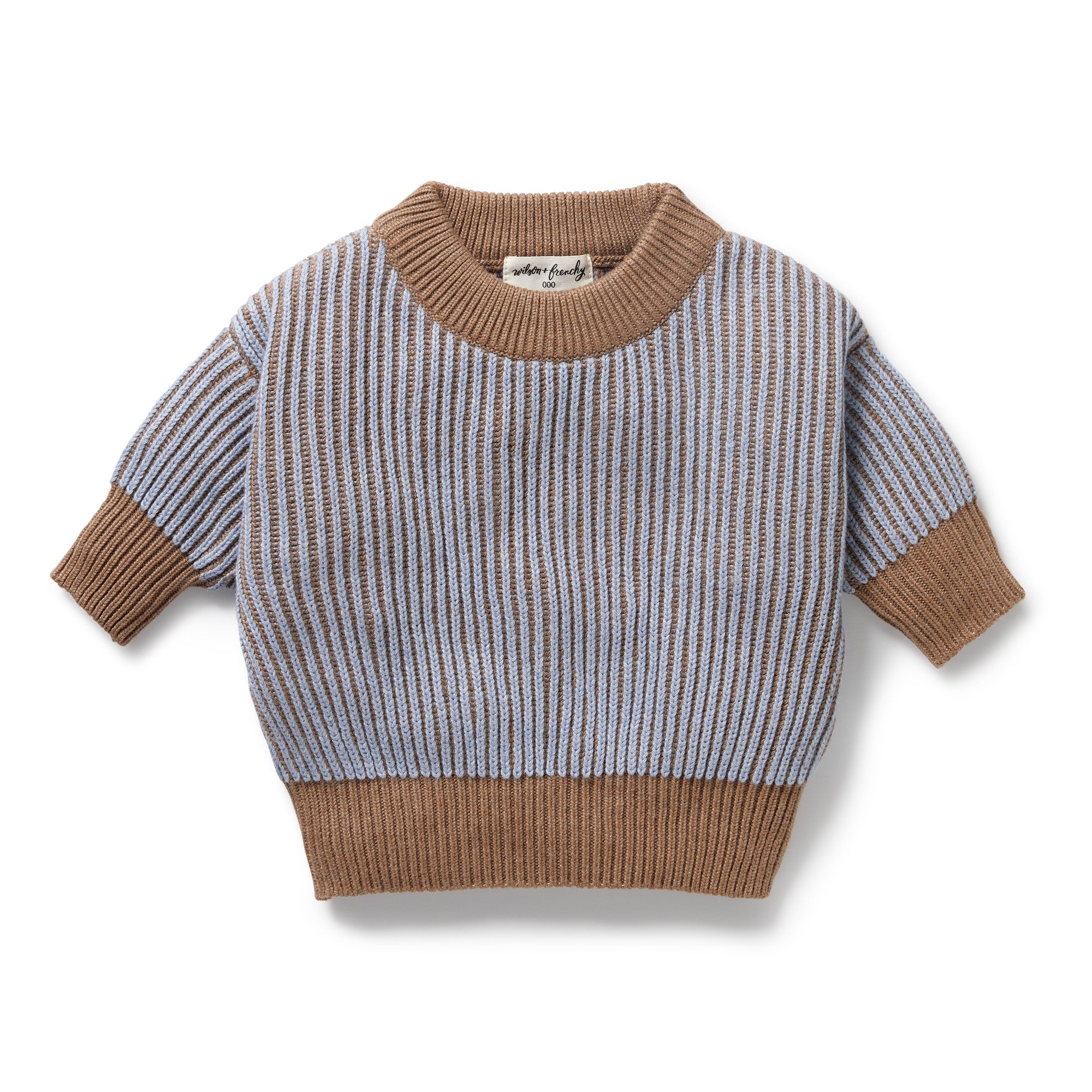 Wilson and French organic knitted ribbed jumper (coco blue speckle)