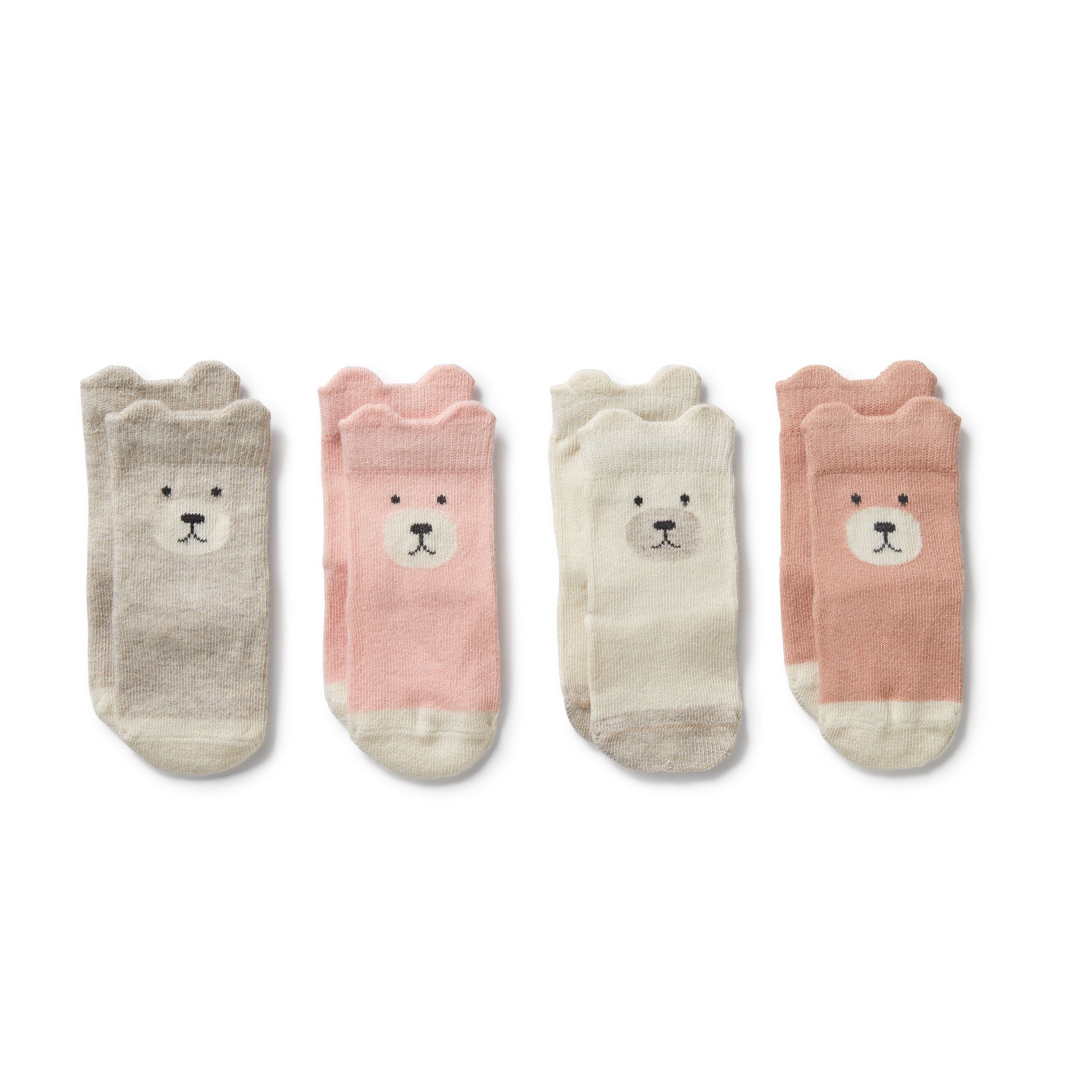 Wilson and Frenchy Girls 4 pk baby socks (buttermilk/oat/fairy pink/plum)
