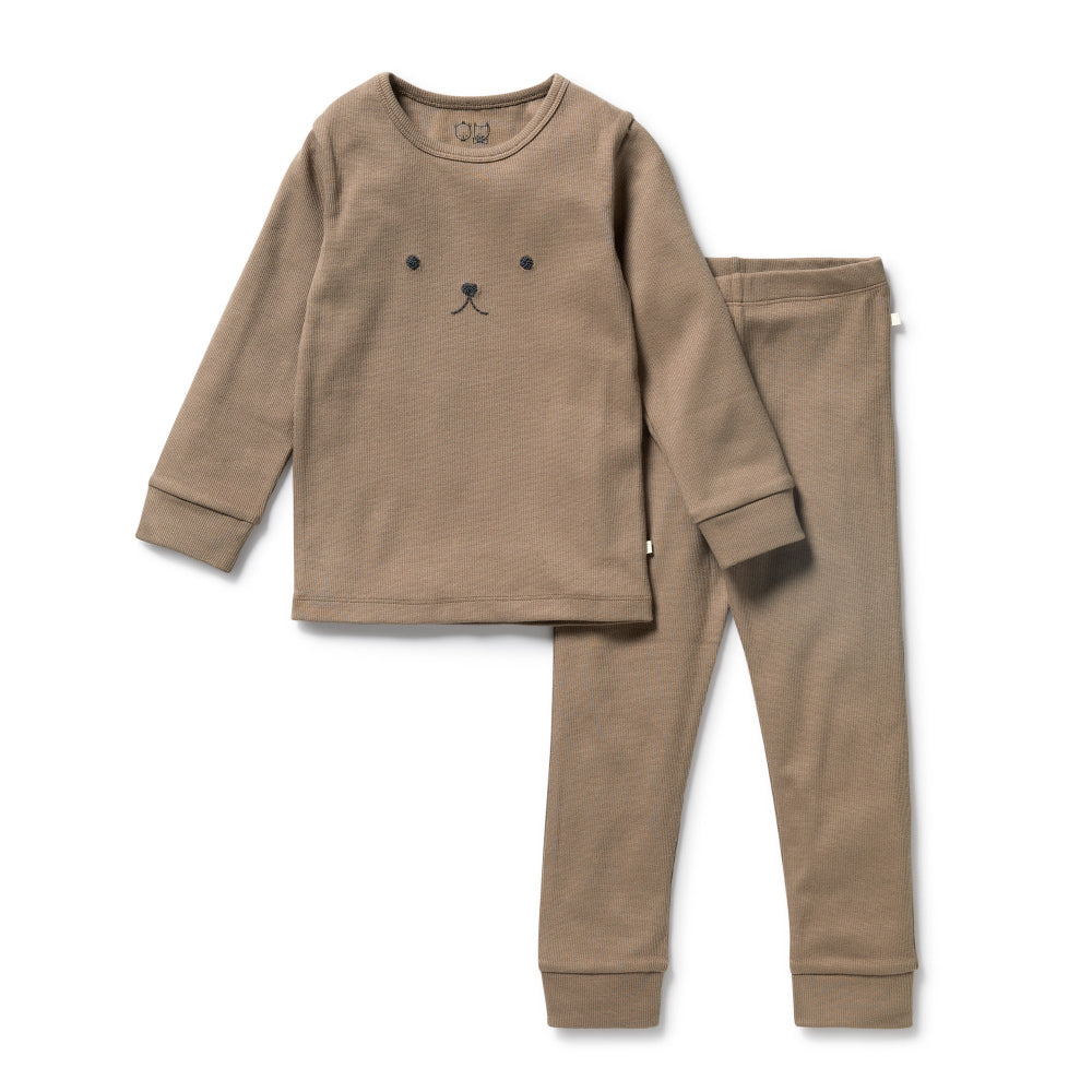 Wilson and Frenchy organic rib long sleeved pyjamas (walnut)