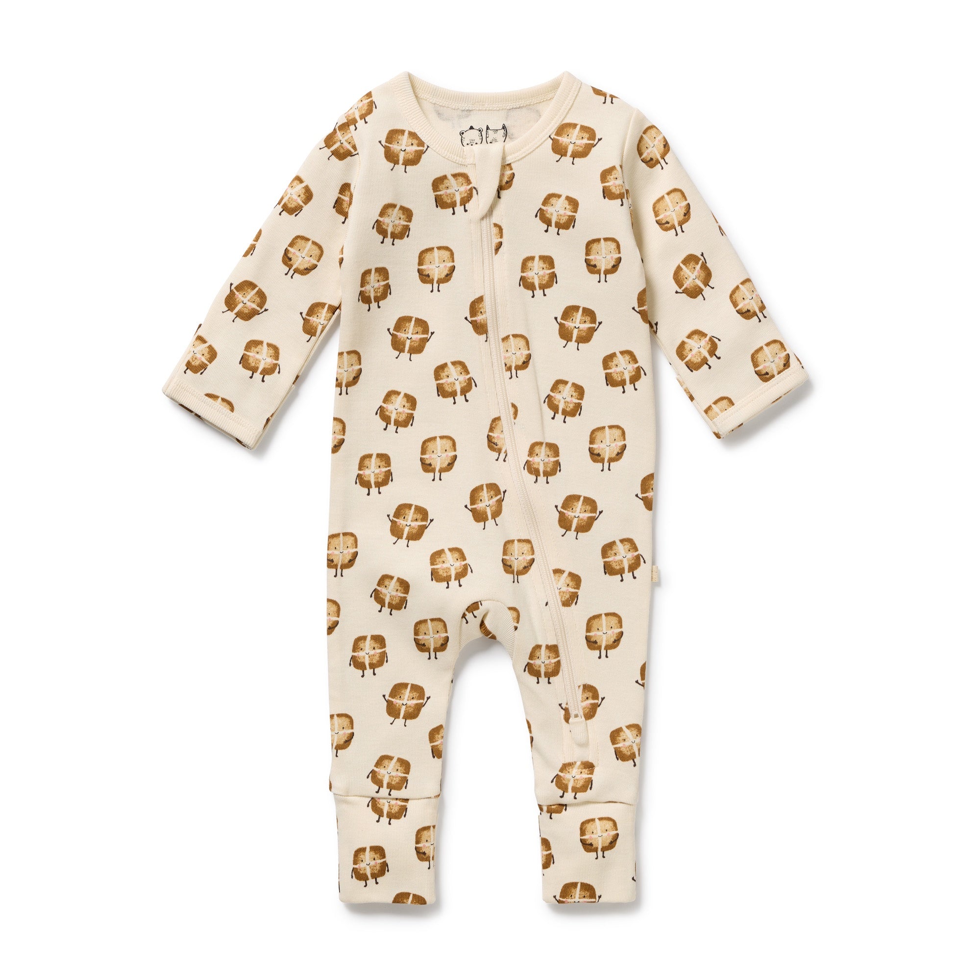 Wilson and Frenchy Organic Zipsuit w/feet (hot cross buns)