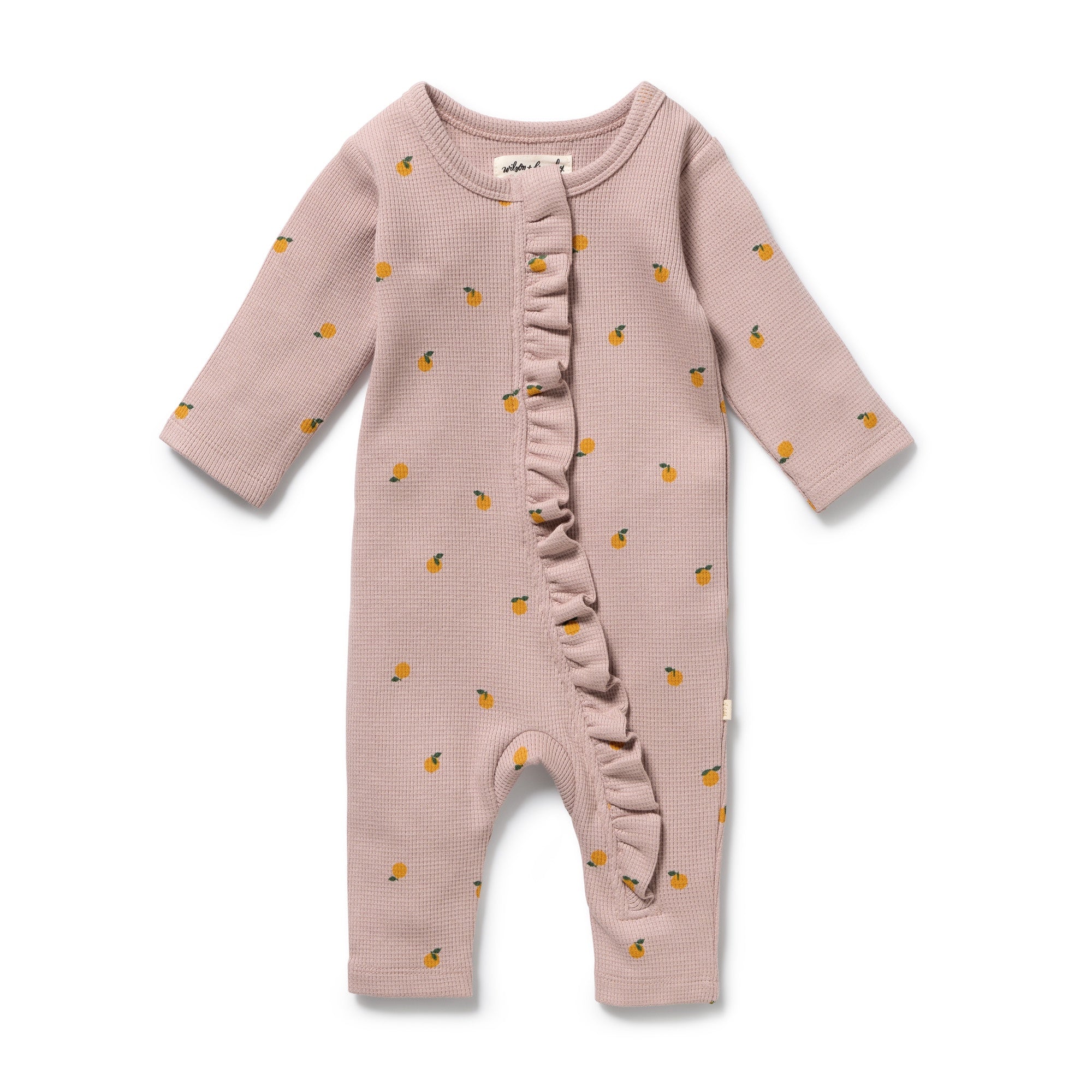 Wilson and Frenchy Organic Waffle Ruffle Zipsuit (mini mando)