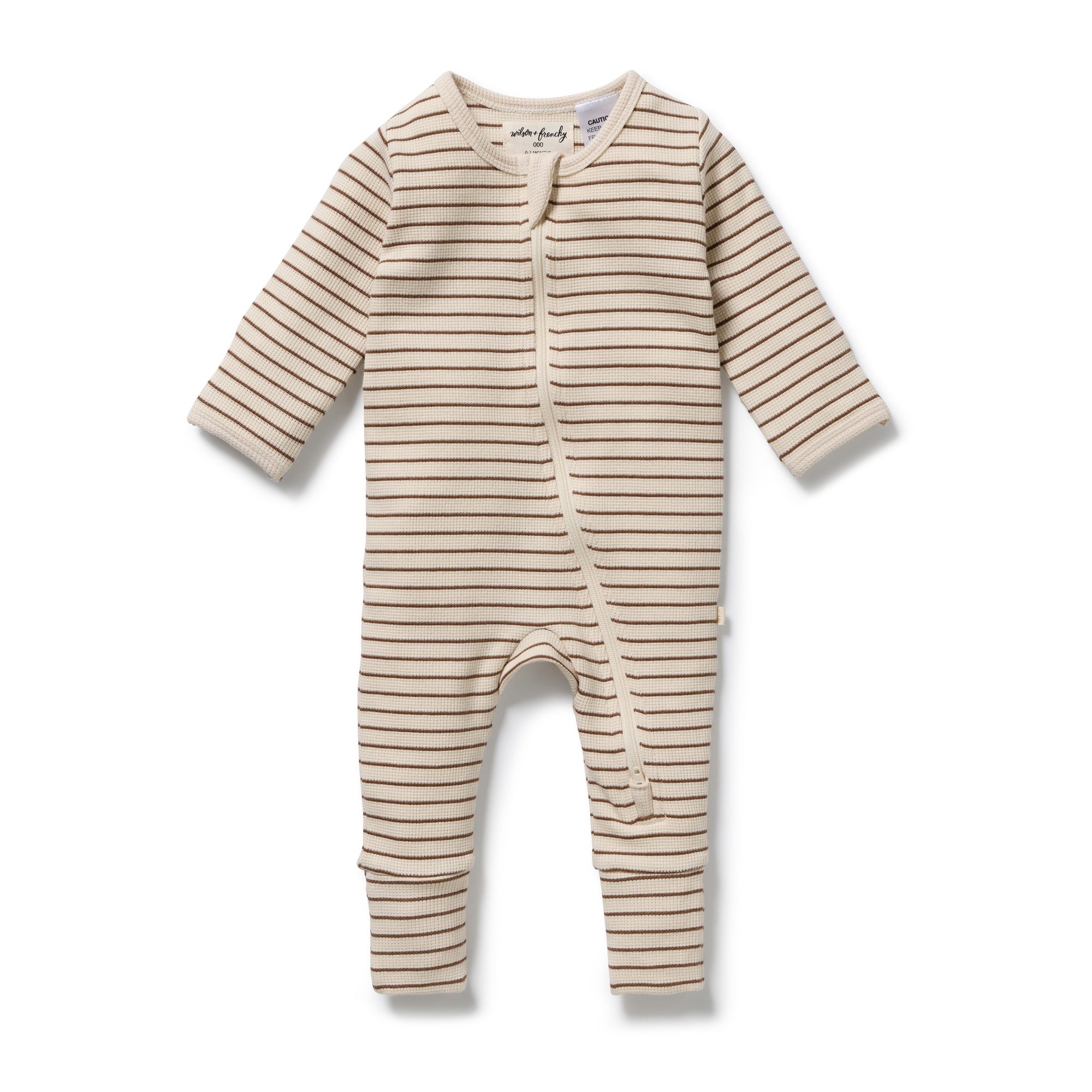 Wilson and Frenchy Organic Waffle Zipsuit (nutmeg stripe)