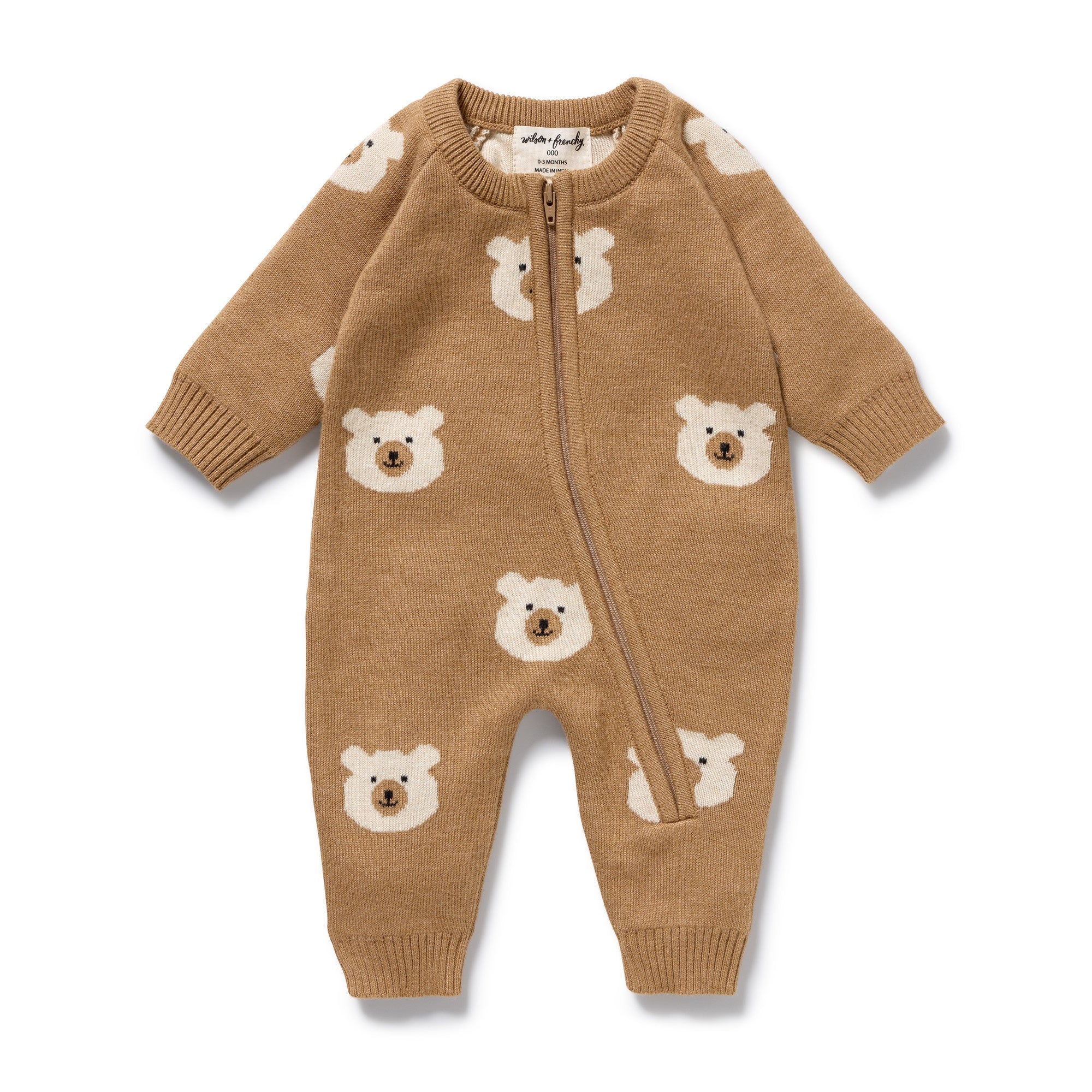 Wilson and Frenchy Organic Knitted Jacquard Growsuit (beary cute)