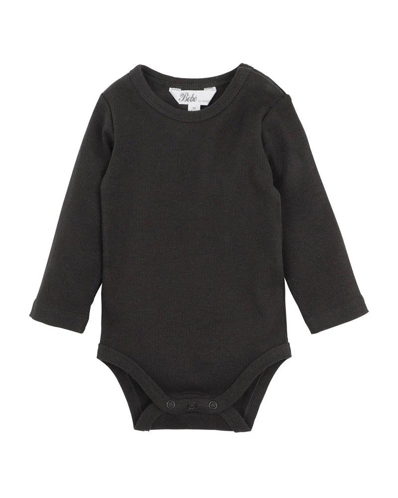 Bebe Rib L/S bodysuit (charcoal)