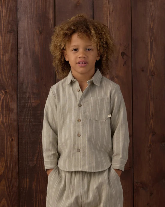 Rylee and Cru Collared L/S Shirt (sage pinstripe)