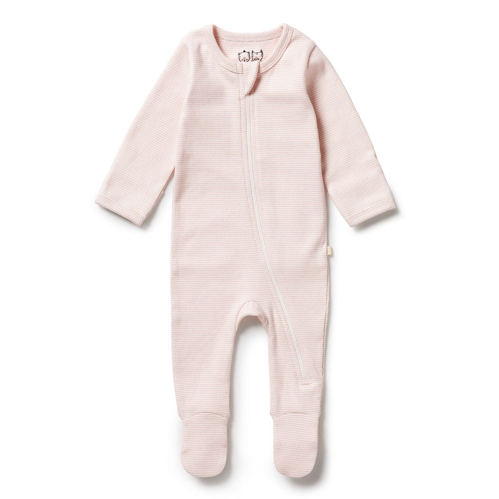 Wilson and Frenchy Organic Stripe Rib Zipsuit w/feet (cantaloupe)