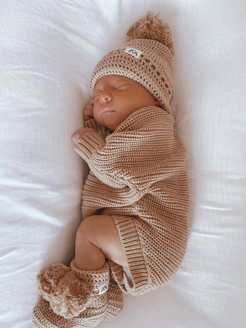 3 Little Crowns Textured Knit Bodysuit Newborn (coco)