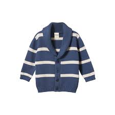 Nature Baby Knit  Benji Jacket (vintage indigo/oatmeal marl stripe)