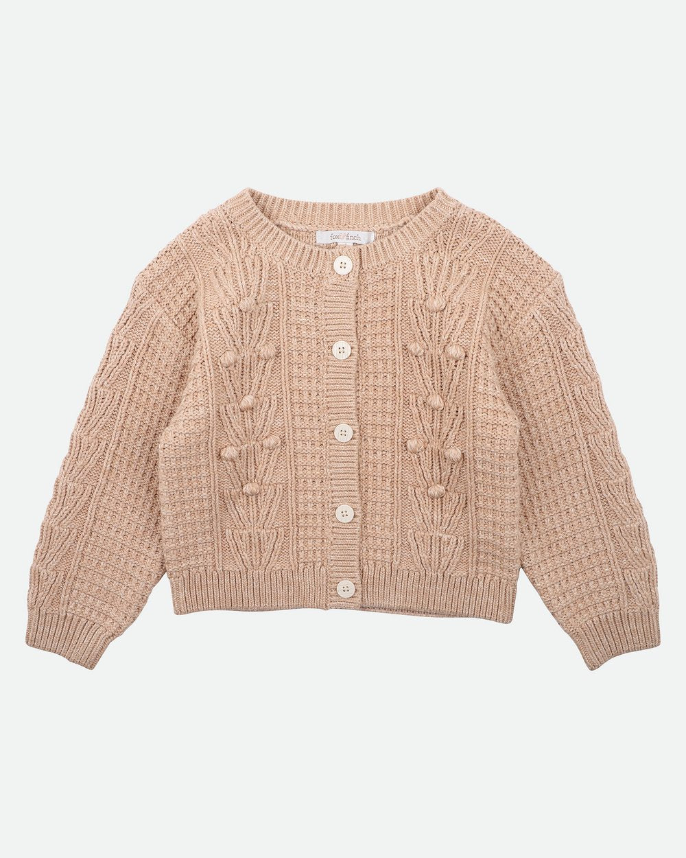 Fox and Finch Pom Pom Knitted Cardigan (oat)