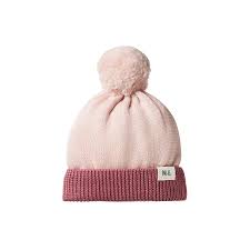 Nature Baby Alpine Pom Pom Beanie (rose dust/rhubarb)