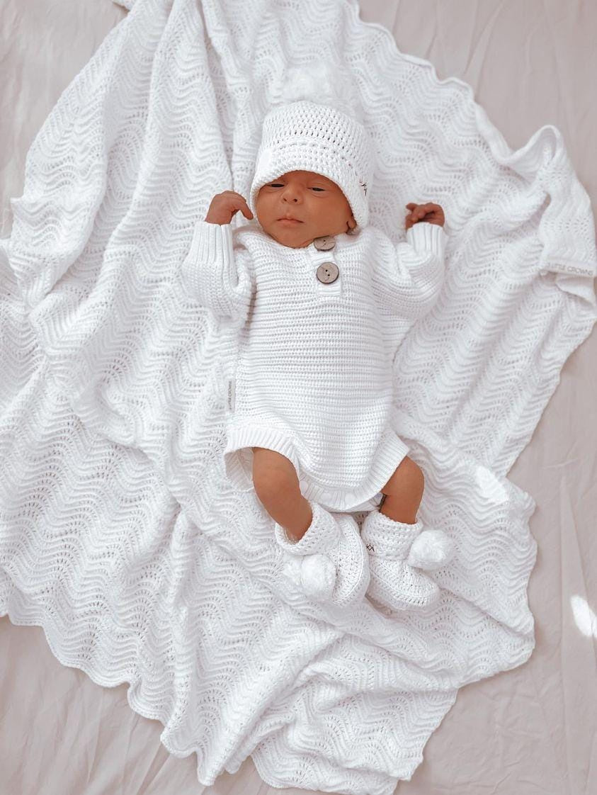 3 Little Crowns Textured Knit Bodysuit Newborn (ivory)