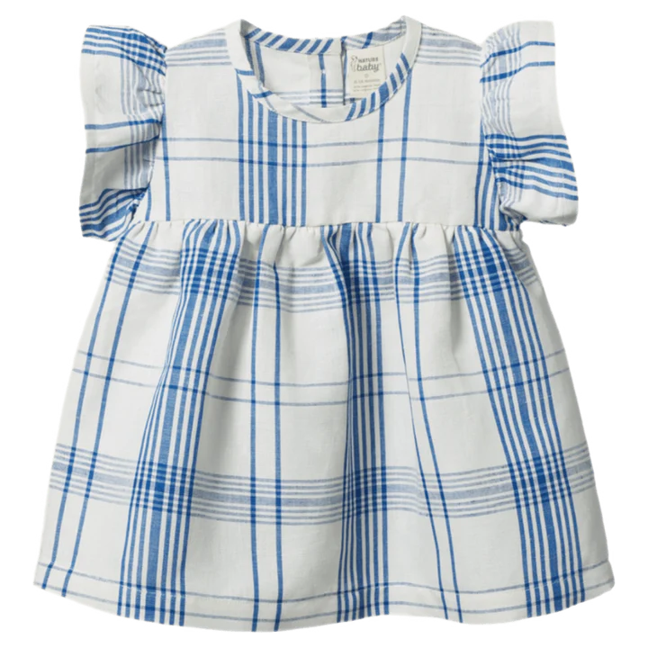 Nature Baby Bonnie Dress Linen  (clyde check)