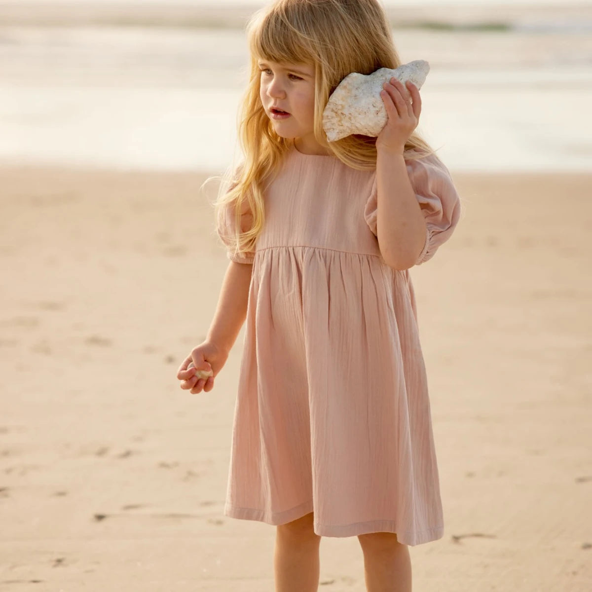 Nature Baby Albertine Muslin Dress (Rose Dust)