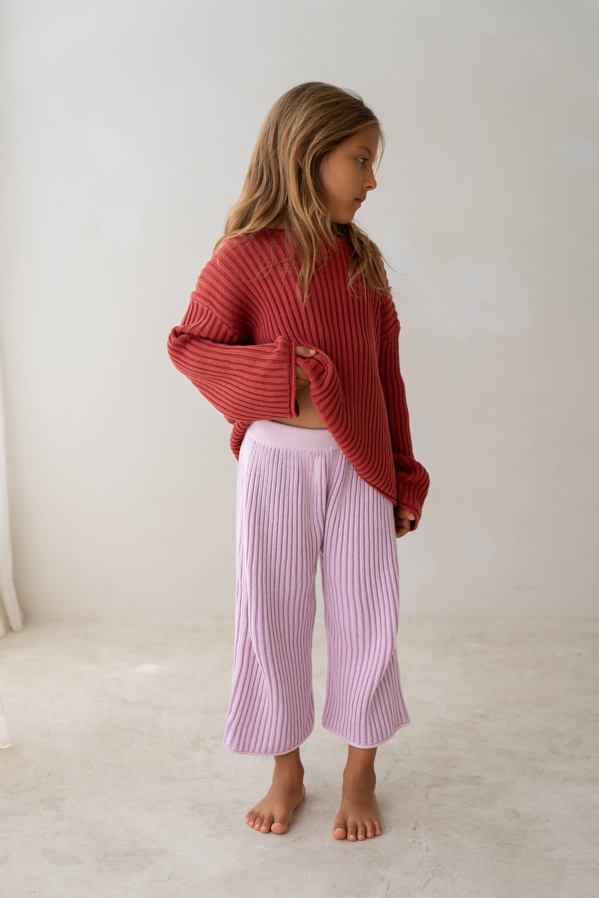 Illoura Essential 3/4 Knit Pants (mauve stripe)