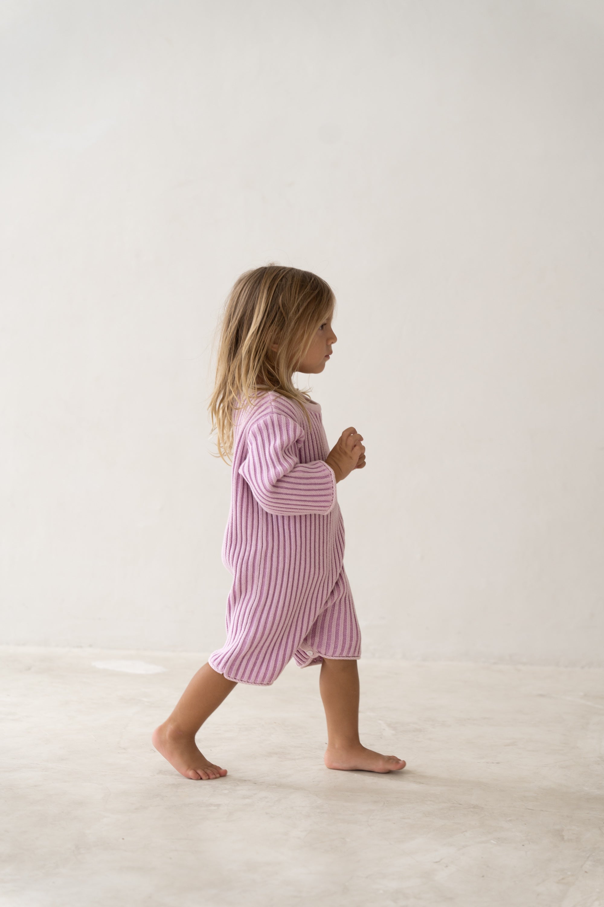 Illoura Essential Knit L/S Romper (mauve stripe)