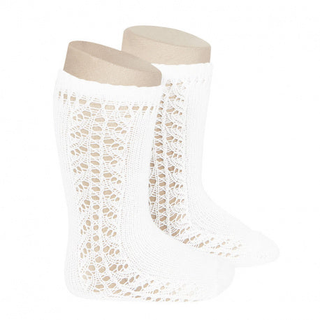 Condor Side Openwork Knee High Socks (200) (white)